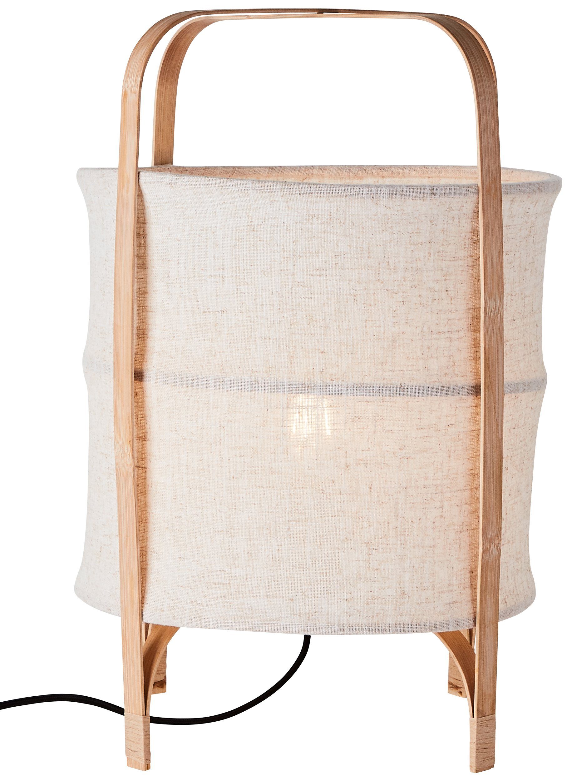 Holz und mit affaire Home beige/natur ohne Tischleuchte Schirm Leuchtmittel, Tischlampe Textil McAnany Way, E27, Rahmen,