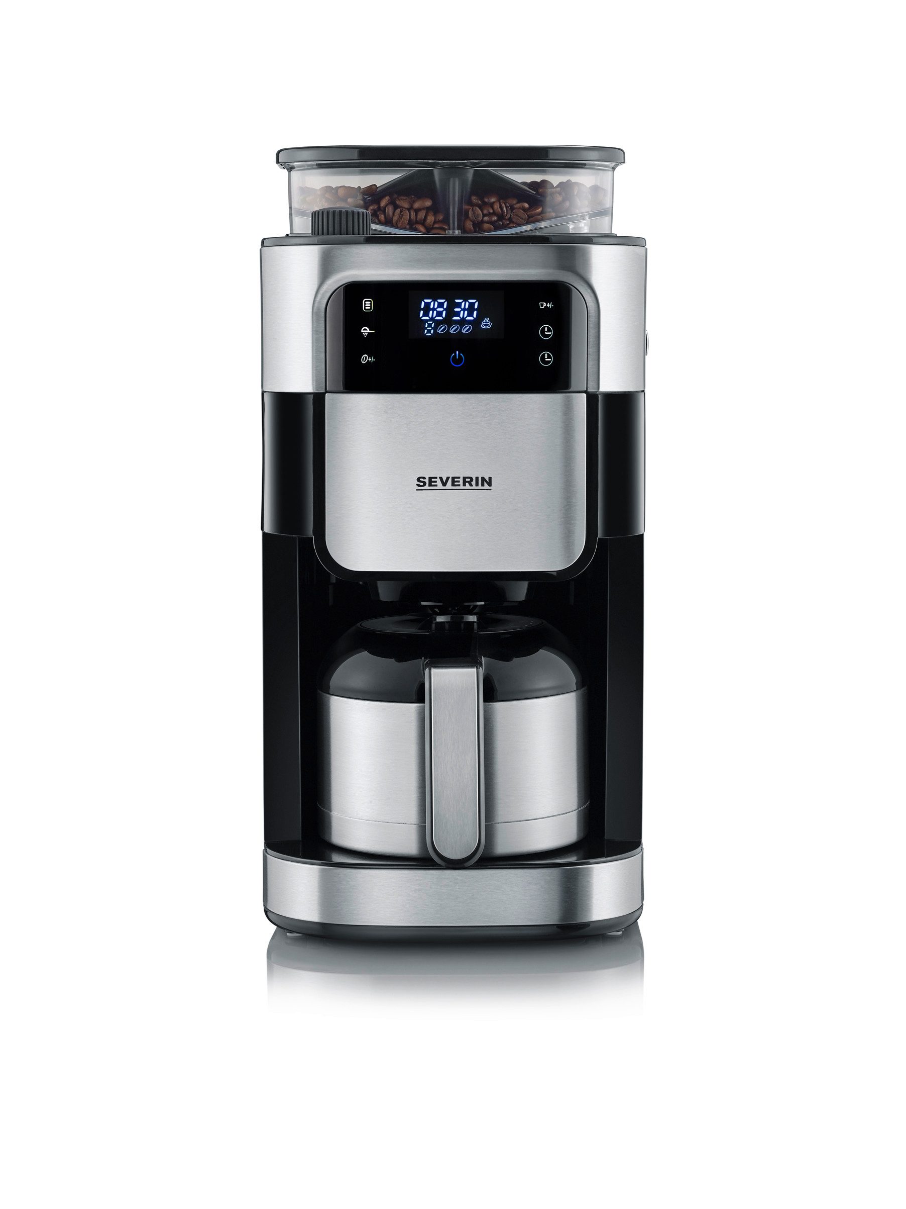 Severin Filterkaffeemaschine KA 4814 Filterkaffeemaschine mit Edelstahl-Mahlwerk und Thermokanne