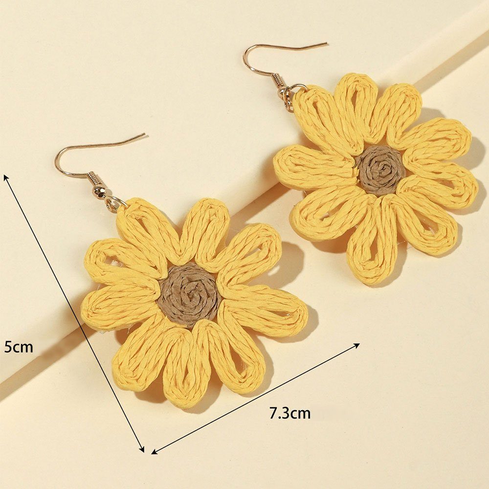 Paar Bohemian Gelb Holiday Damenschmuck LAKKEC Flower baumeln Earrings Ohrhänger Ohrringe