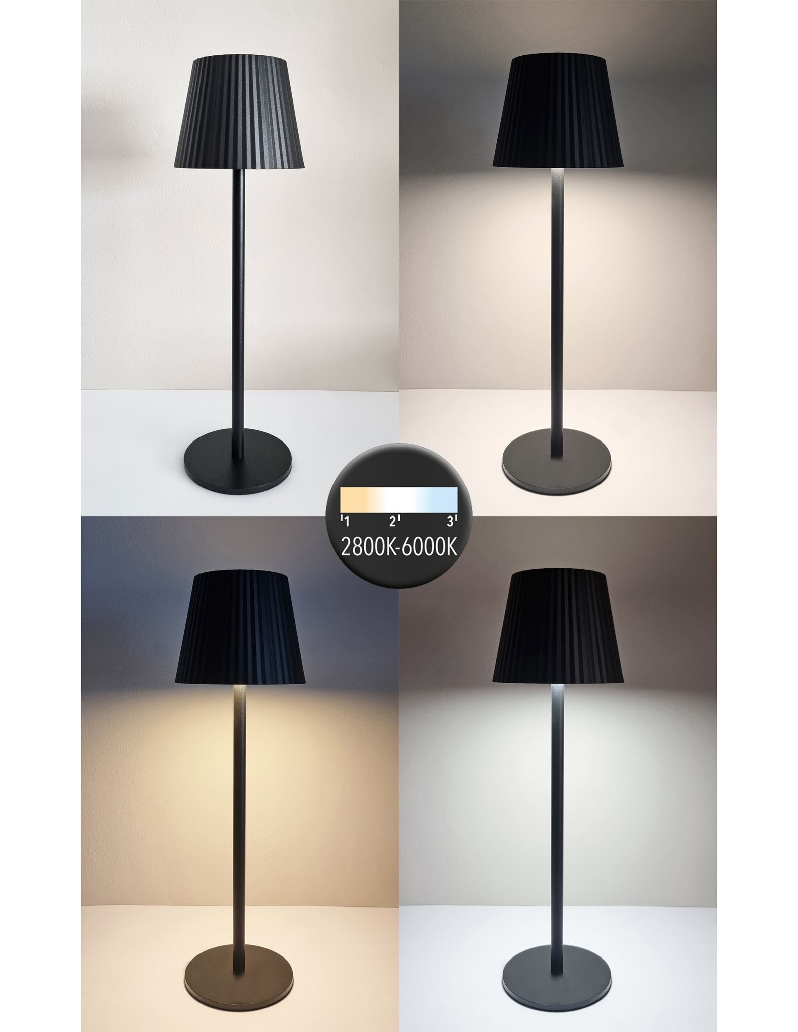 Coen Bakker Deco BV LED Tischleuchte Touch Tischlampe Dimmbar Akku In-/Outdoor IP44, Touch-Funktion, LED fest verbaut, Warmweiß, Kaltweiß, Tageslichtweiß