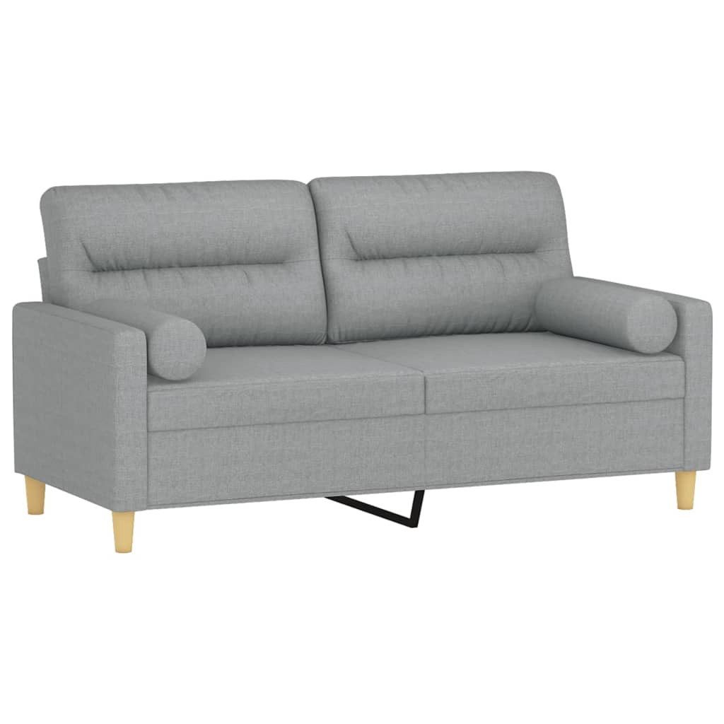 vidaXL Sofa 2-Sitzer-Sofa mit Zierkissen Hellgrau günstig online kaufen