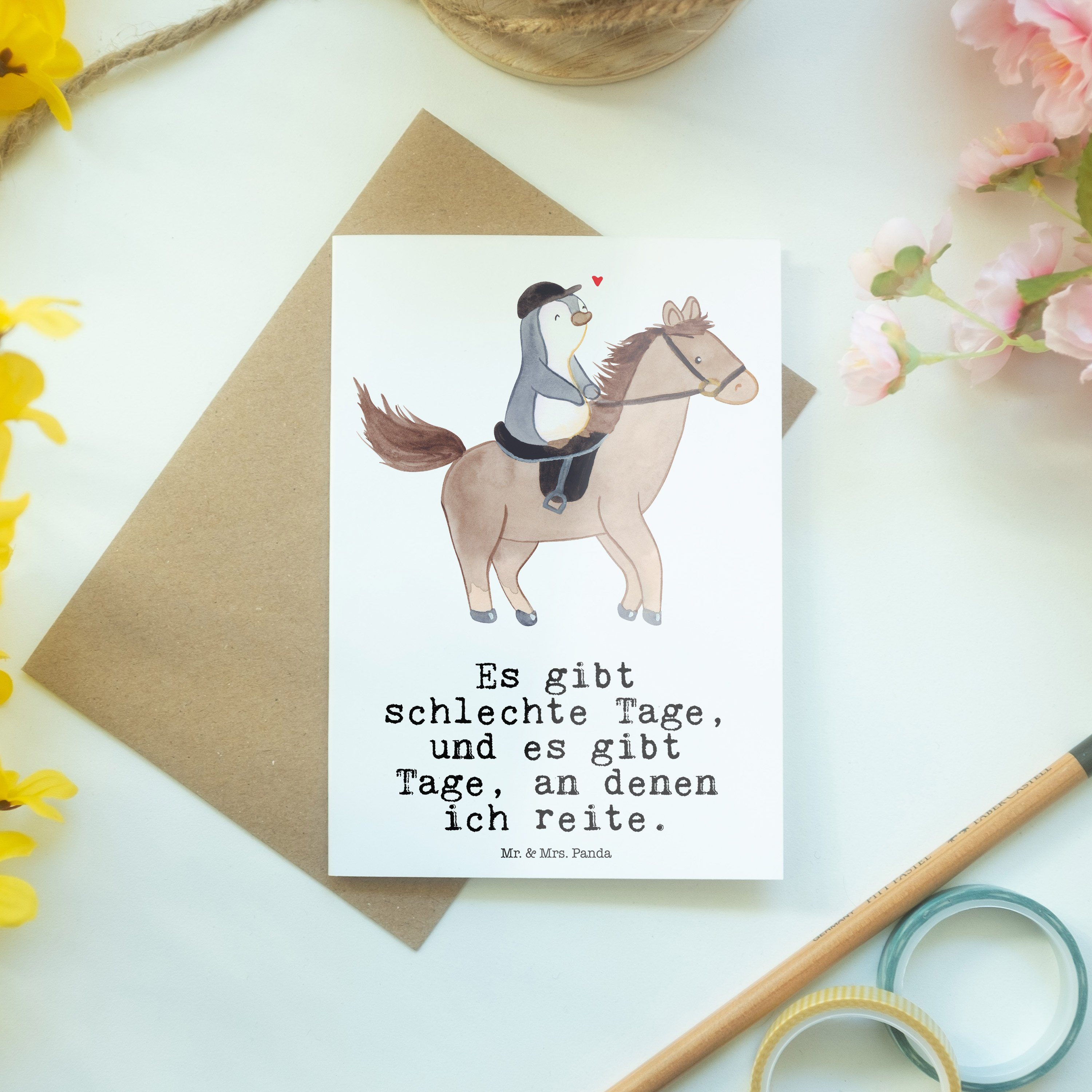 Geburtstagskarte, Mrs. Weiß Tage & Geschenk, Panda Mr. Reiten Reitstall, Spo - - Pferd Grußkarte