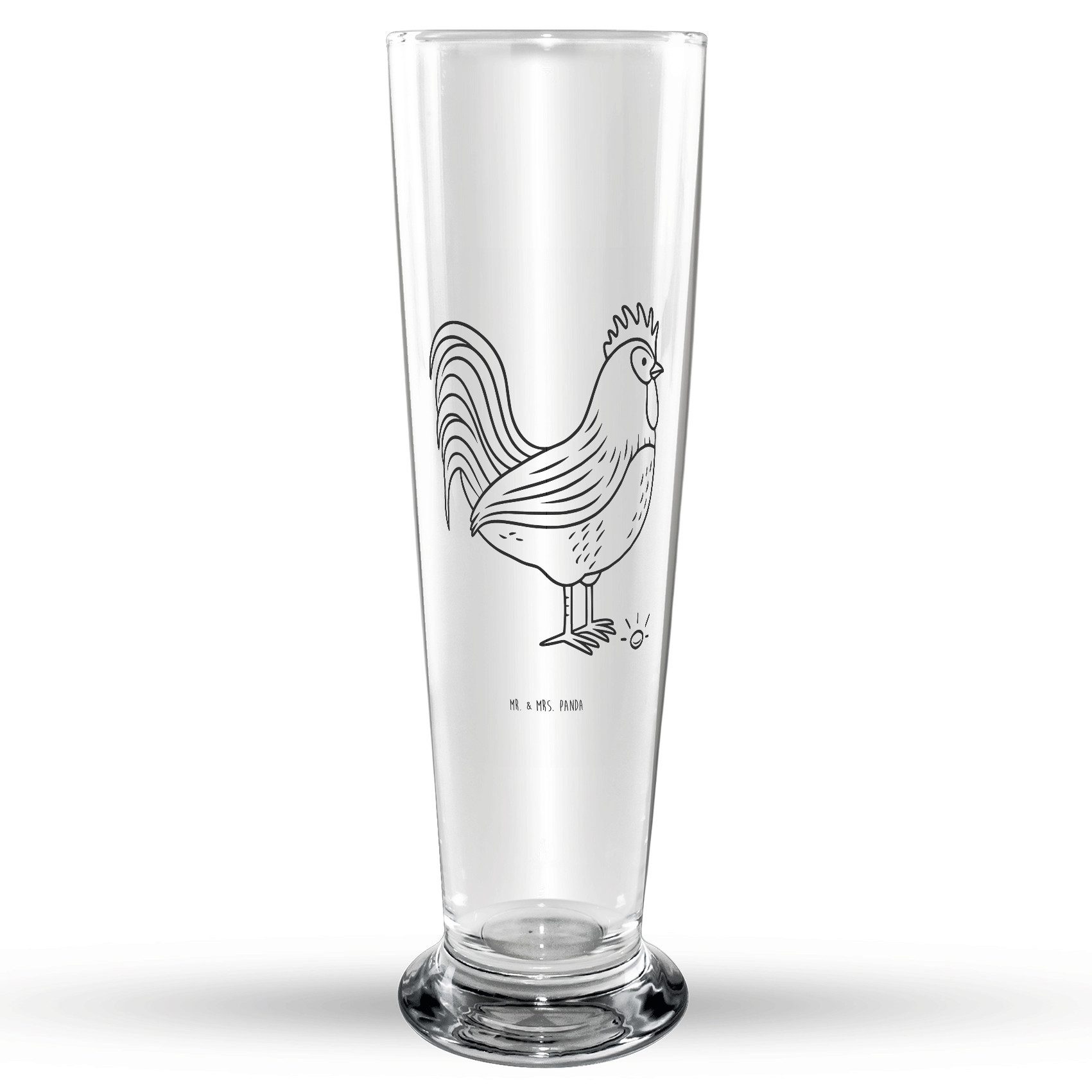 Mr. & Mrs. Panda Bierglas Hahn Korn, Bierglas, Transparent, Bierglas, Henne, Korn, Glasbierglas, Premium Glas, Bierglas Eier Natur