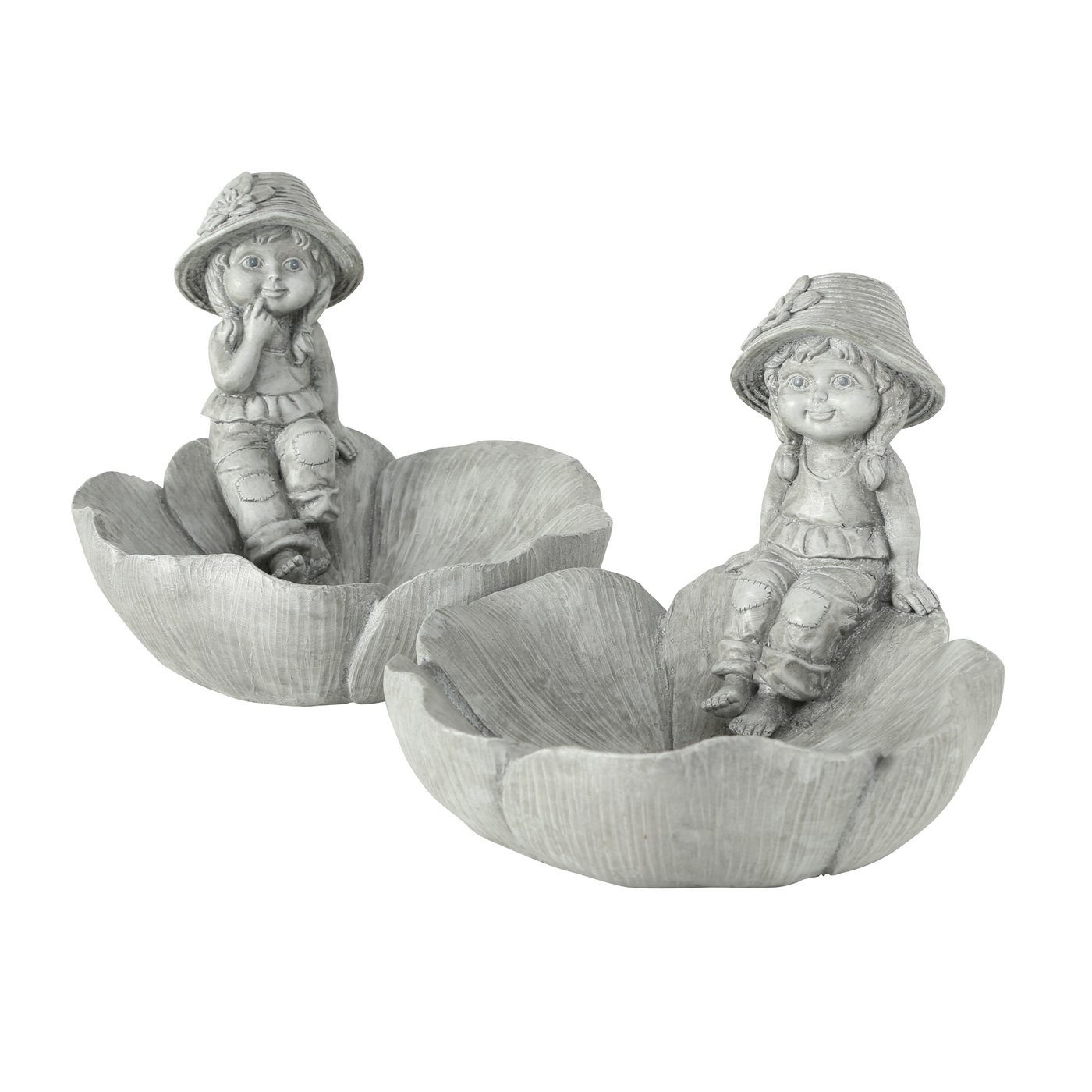 BOLTZE GRUPPE GmbH Dekofigur Vogeltränke Paula Mädchen Kunstharz grau H.19 cm Stückpreis