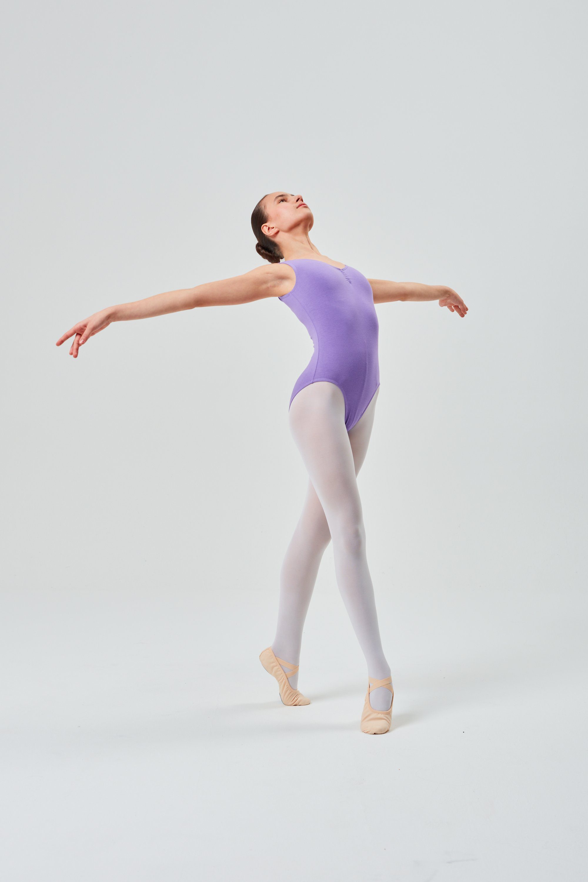 Mona tanzmuster Body mit lavendel ärmellos Ausschnitt Kinder Ballettanzug gerafftem