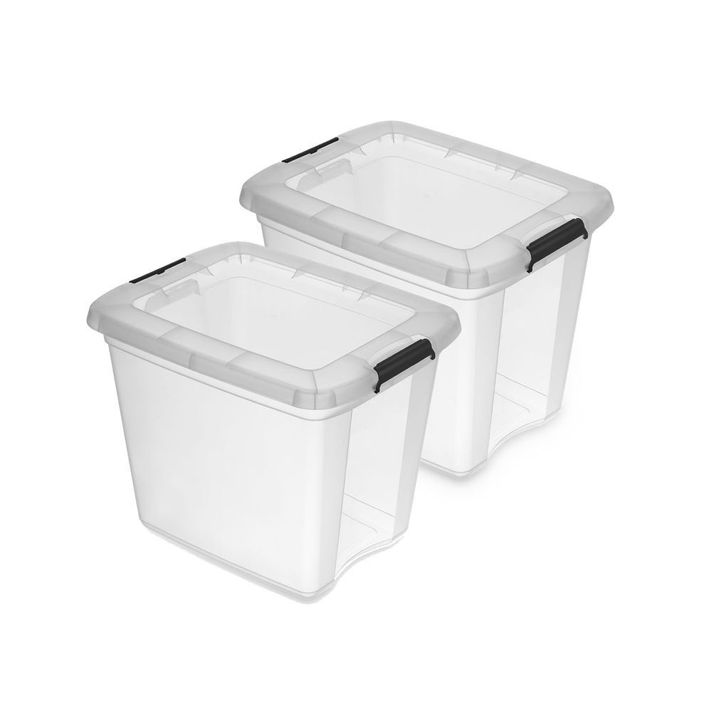 Kreher Aufbewahrungsbox Set: 2 x Robust Store mit Deckel in Transparenter