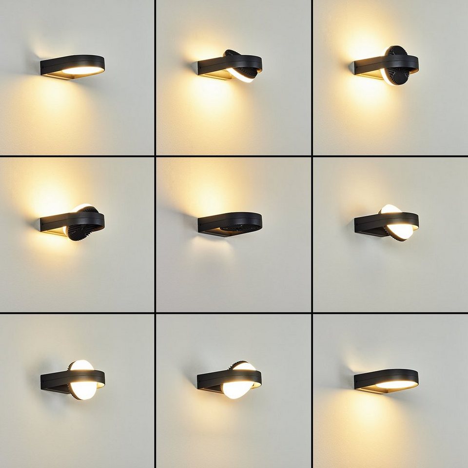 hofstein Außen-Wandleuchte »Biaxi« LED Außenmoderne Außenlampe aus Metall  in Anthrazit, 3000 Kelvin, mit verstellbaren Kunststoffschirm in Weiß, LED,  1000 Lumen, IP54