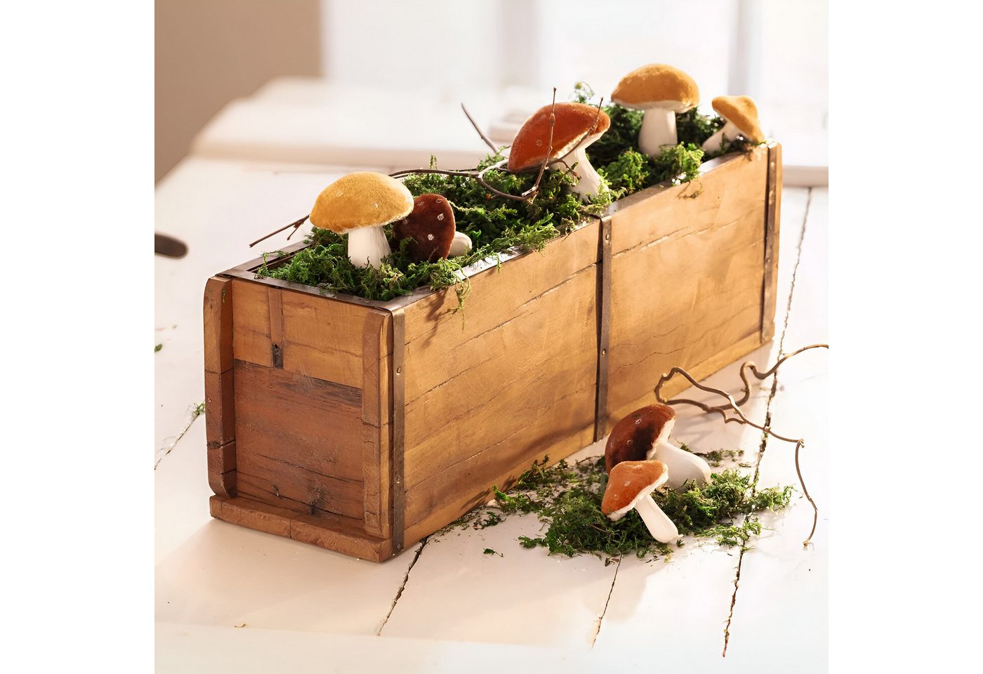 Thumbnail - Dekoleidenschaft Blumenkasten aus Holz mit Metallverzierungen, rustikal, rechteckiger Blumenkasten, für Garten und Terra...