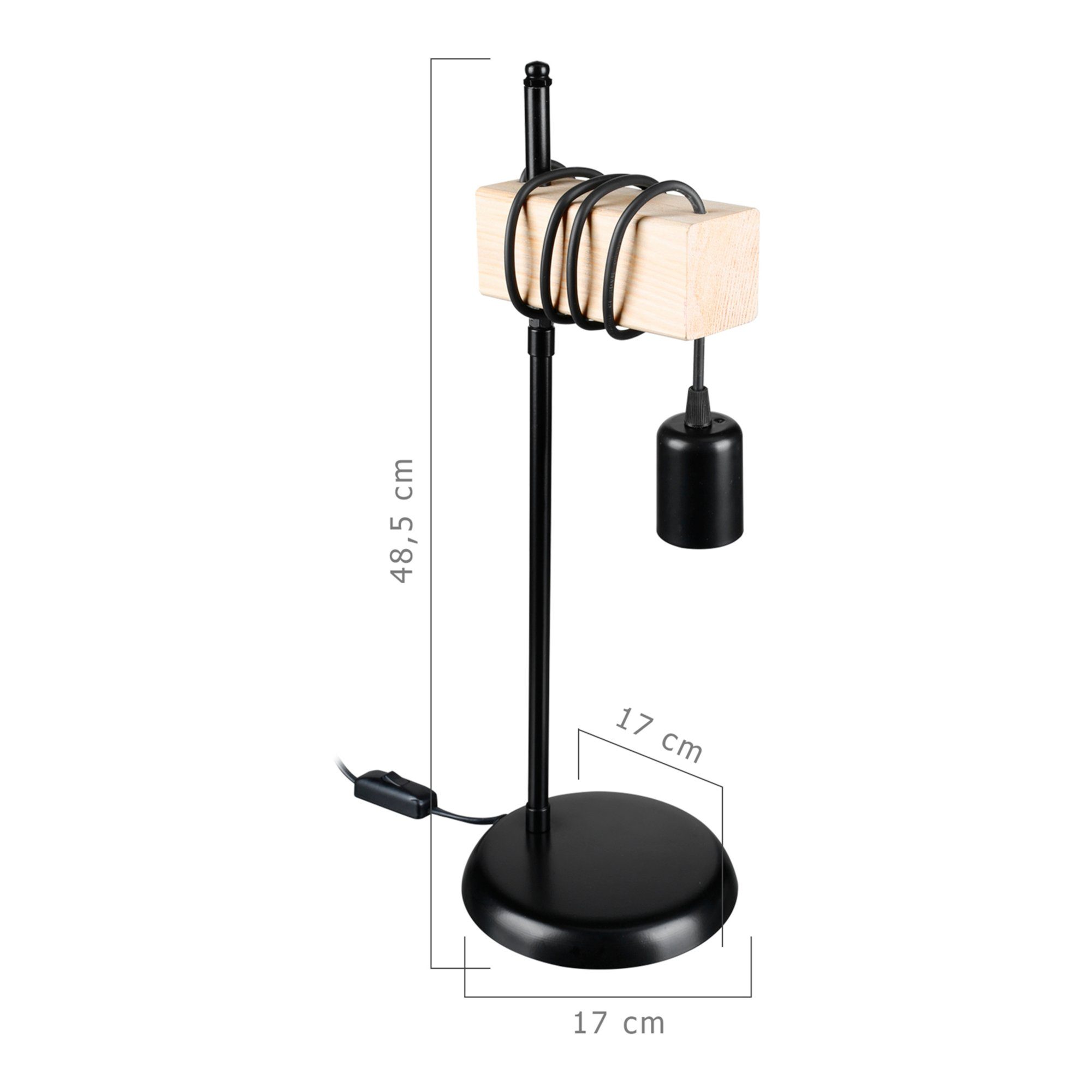 Tischlampe ohne »Chatham« Tischleuchte, Schwarz lux.pro Metall Schreibtischlampe Leuchtmittel, Massivholz
