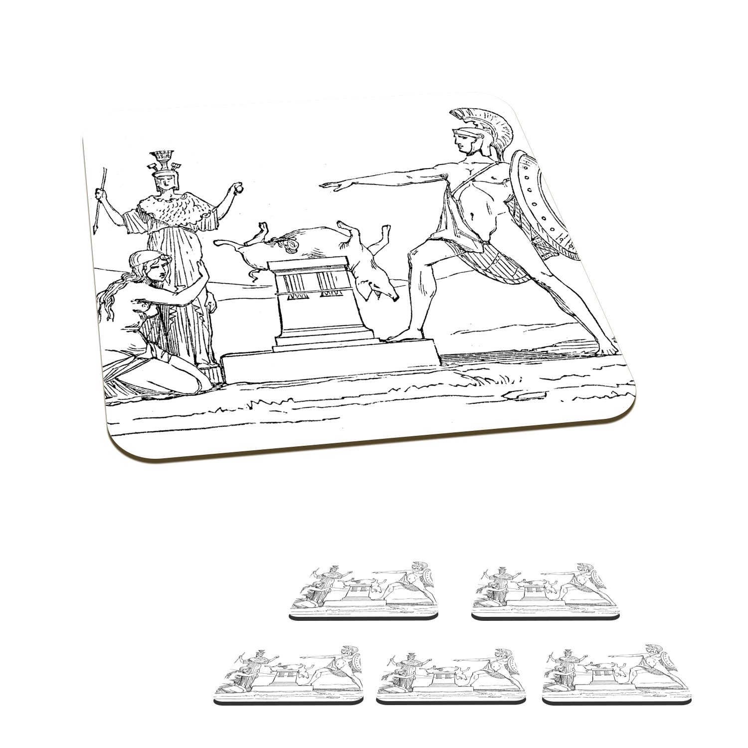 Eine Tischuntersetzer, Illustration 6-tlg., Tasse MuchoWow für Zubehör Untersetzer, Glasuntersetzer, Glasuntersetzer der antike griechischen Korkuntersetzer, von Figuren Mythologie, Gläser,