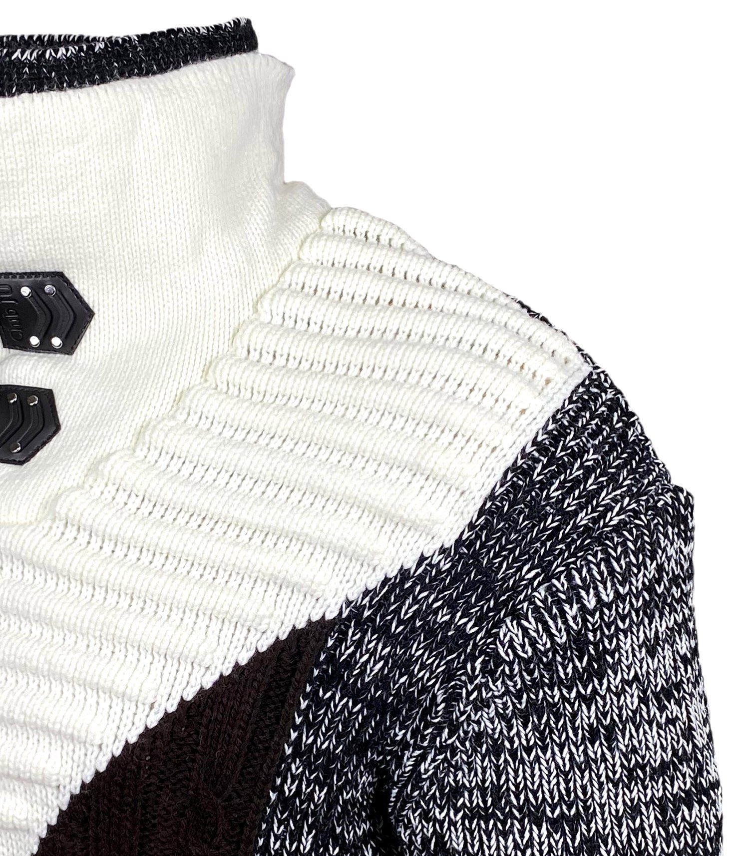 Baxboy Strickpullover Baxboy Herren Grobstrick Pullover Doppeltem Stehkragen B-51113