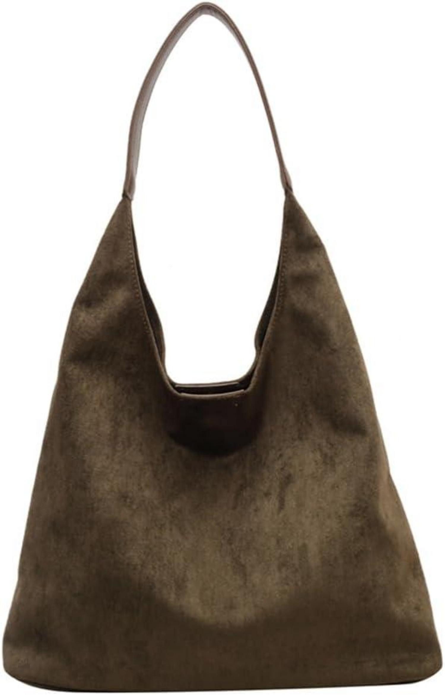 Shopper Tote Bag Damen Groß Wildlederimitat Shopper Schultertasche Grün