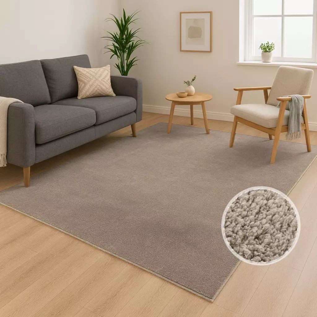 Carpet City Teppich CALMA 200, rechteckig, Höhe: 14 mm, Kurzflor, Waschbar, Anti-Rutsch, ideal für Wohnzimmer, Schlafzimmer