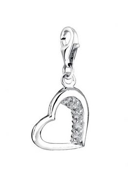 Nenalina Charm-Einhänger Herz Motiv Anhänger Cubic Zirkonia 925 Silber