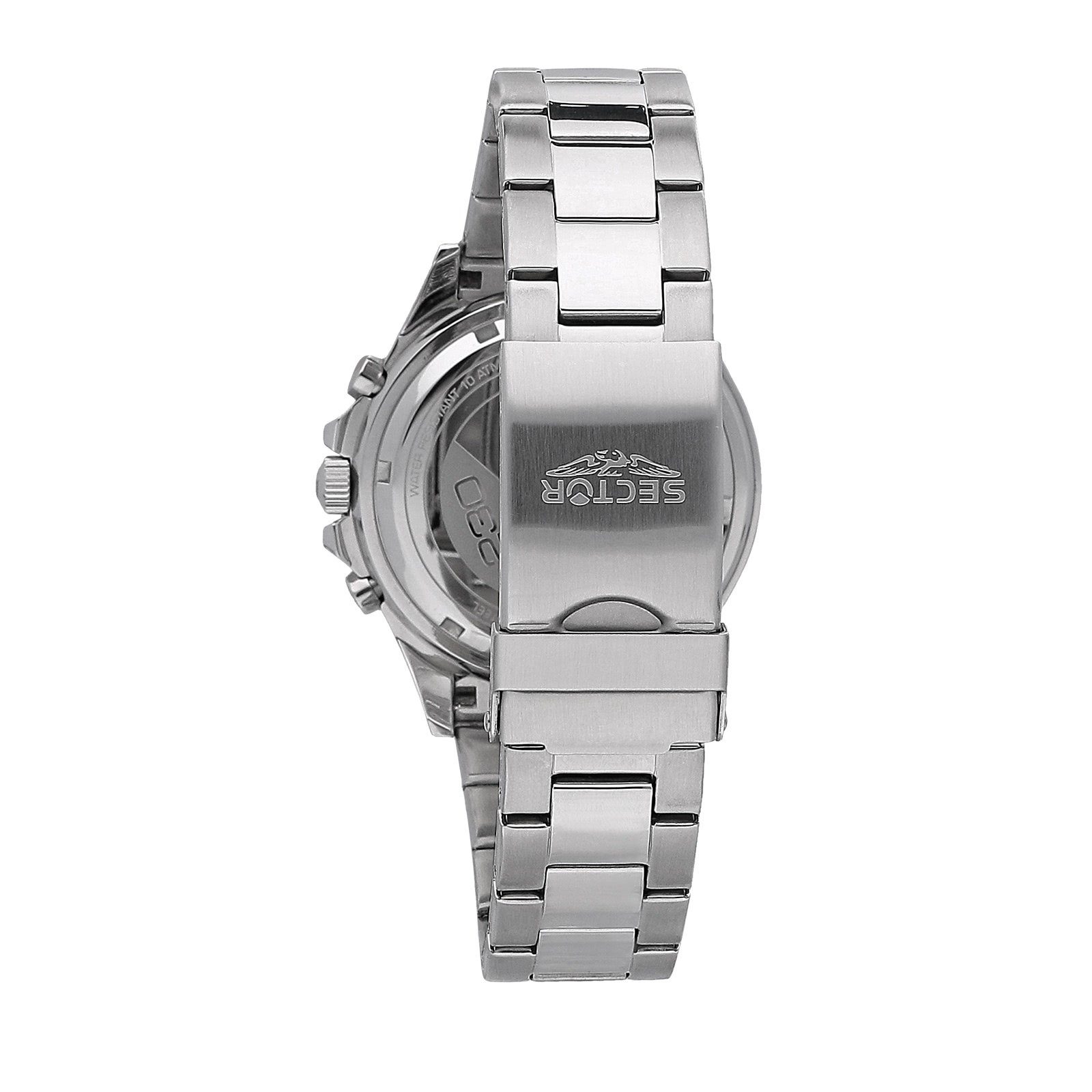 Sector Quarzuhr Sector Herren Armbanduhr Chrono, (Chronograph), Herren Armbanduhr rund, groß (42mm), Edelstahlarmband silber, Fashion