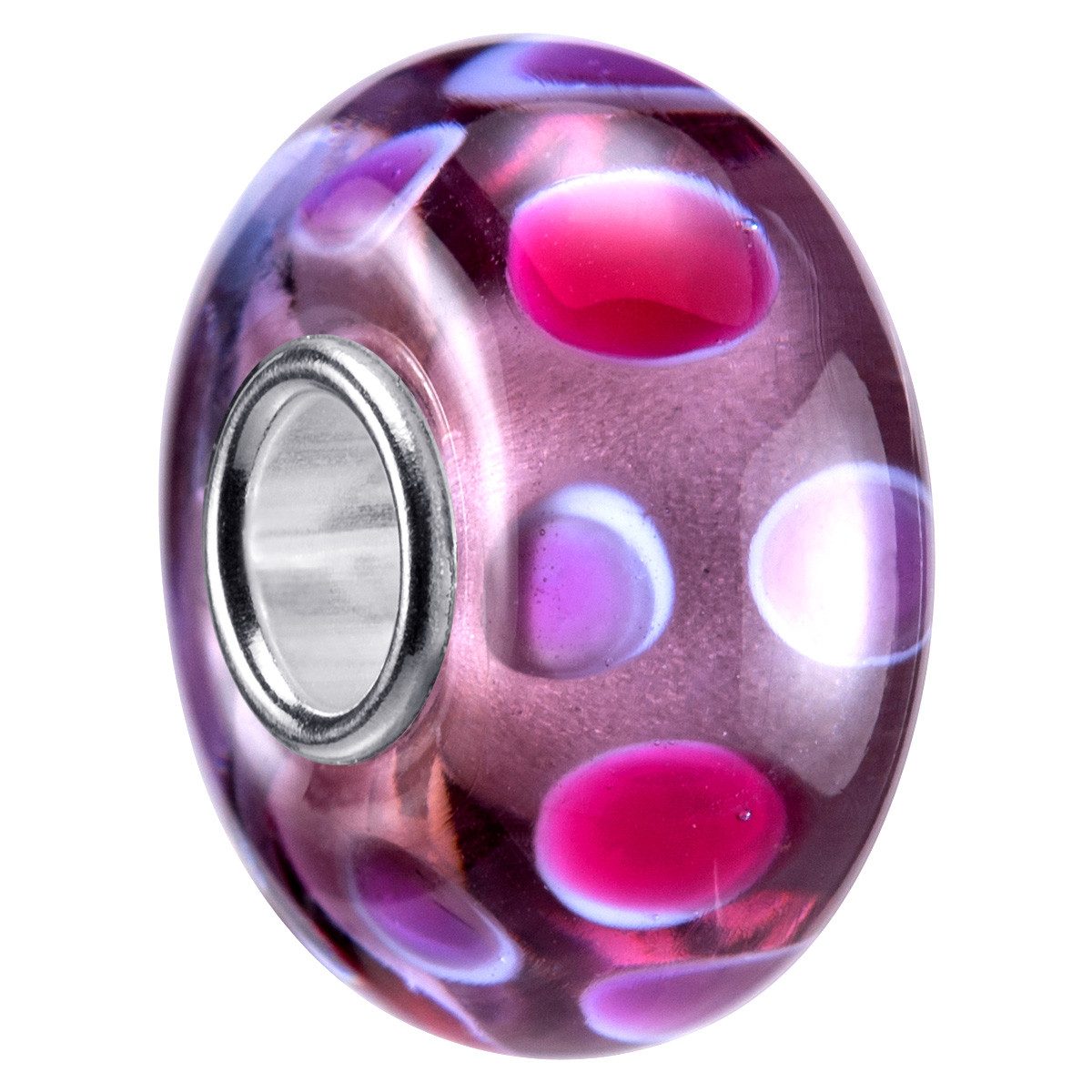 Materia Bead Glasperle Punkte Rosa Pink 1657, Kern aus 925 Sterling Silber