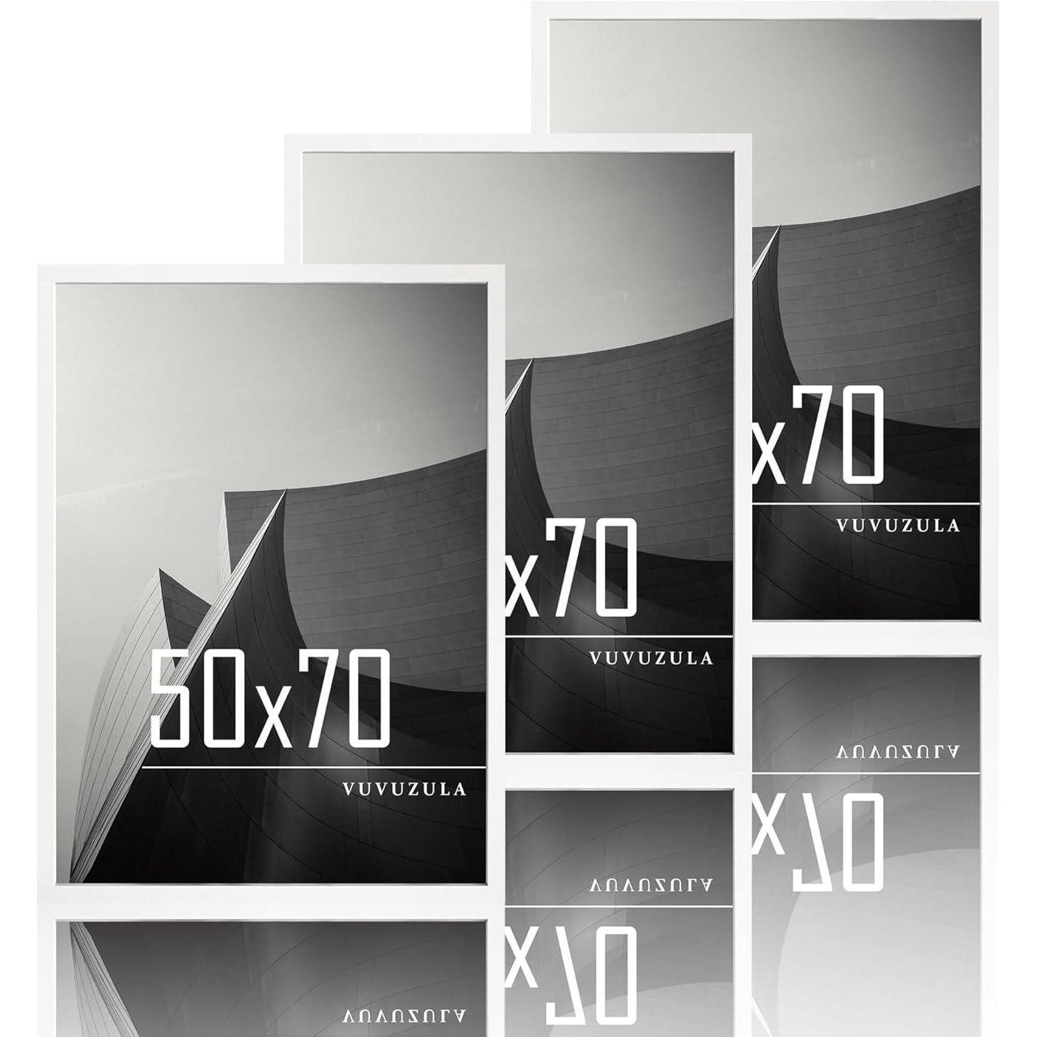 LuxusKollektion Bilderrahmen-Set Bilderrahmen 50x70cm Weiß Holz Fotorahmen 3er Set MDF Rahmen