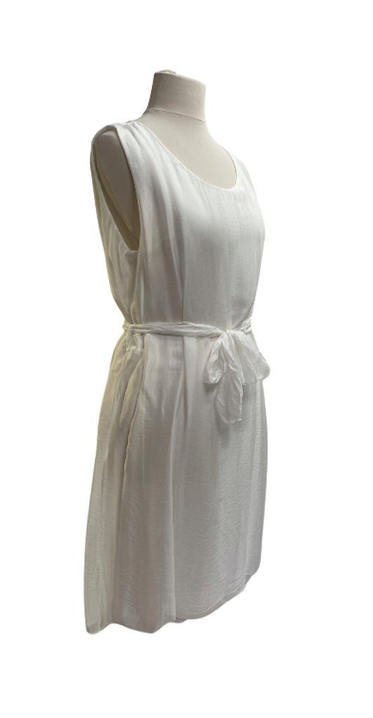 BZNA Sommerkleid Seidenkleid Sommer Dress Kleid Weiß Unifarbe elegant