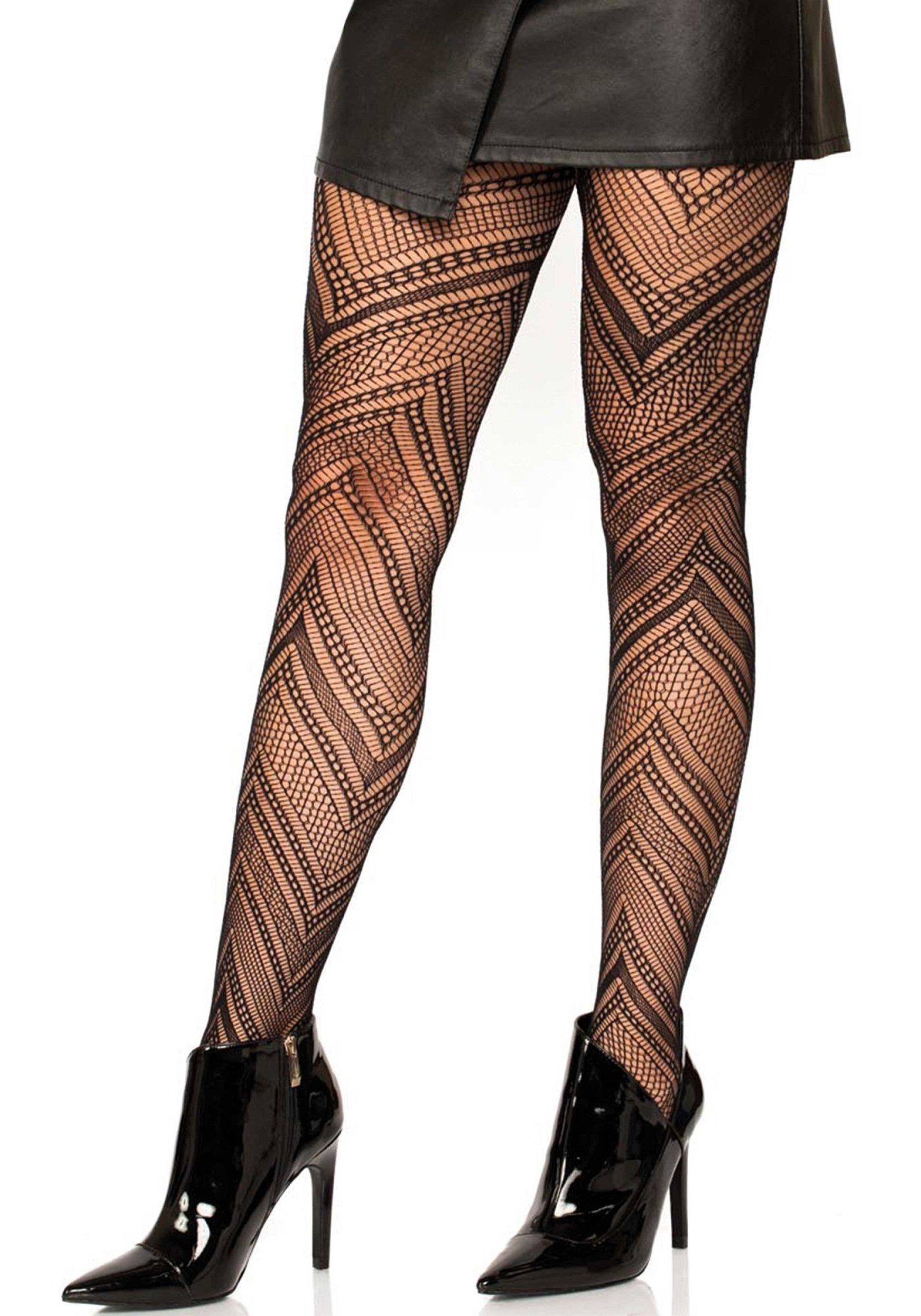Netzstrumpfhose Netz-Strumpfhose mit Muster - schwarz