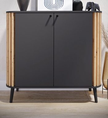 xonox.home Kommode Pure (Sideboard in matt grau mit Eiche Artisan, 92 x 88 cm), Retro Design