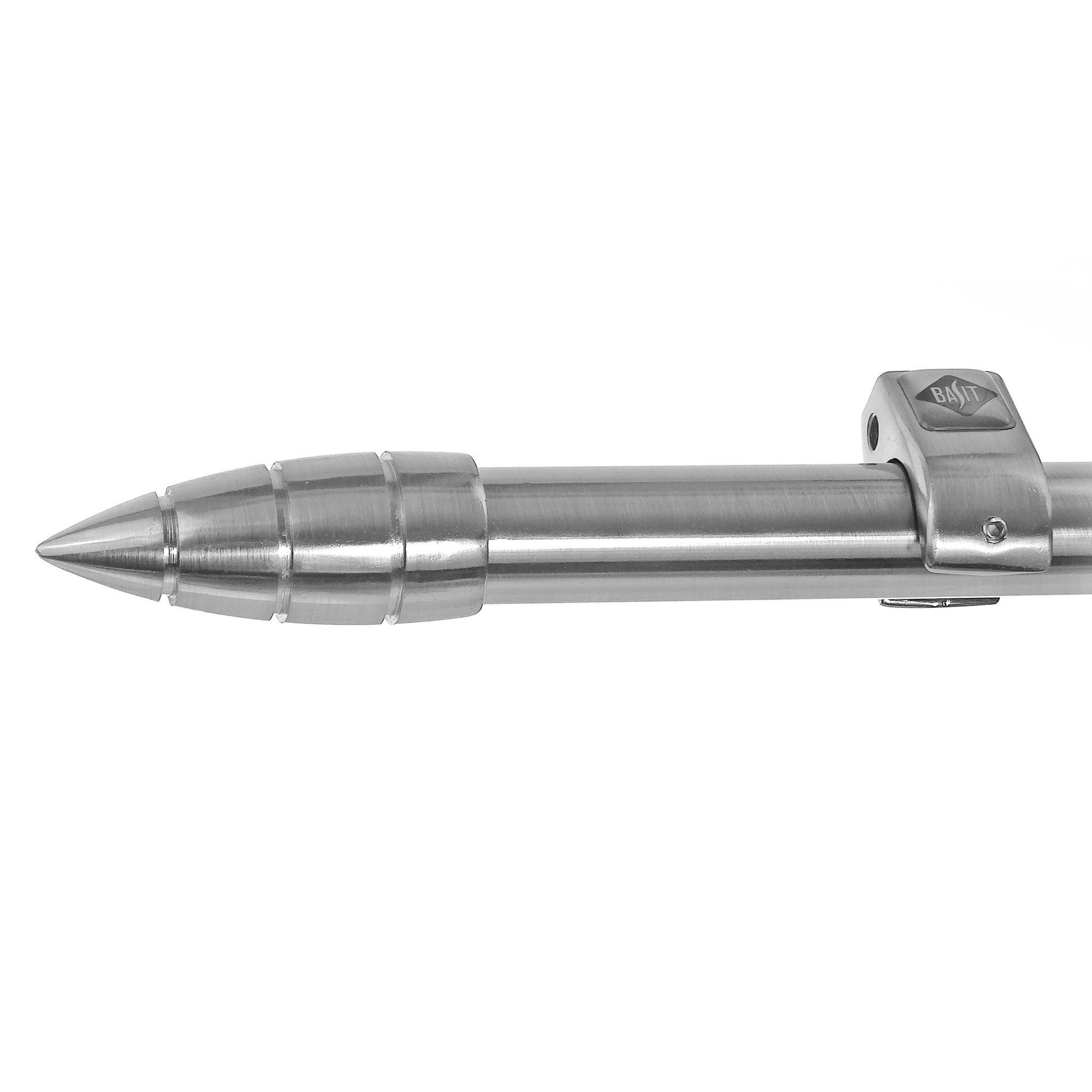 BASIT Gardinenstange Edelstahloptik 20mm mit Wandträgern 280 cm E81, Ø 20 mm, 1-läufig, verschraubt, Metall, D50R 280 cm E81 Spitze mit Rillen