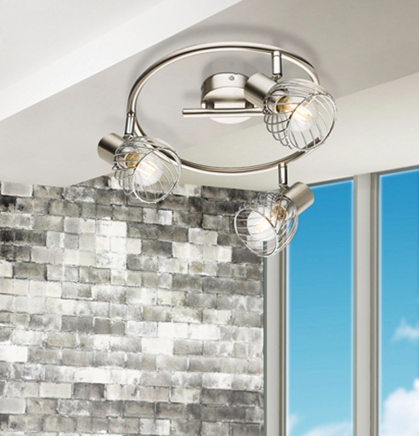 GLOBO LIGHTING Deckenstrahler TEXAS, Nickelmatt, 3-flammig, günstig online kaufen
