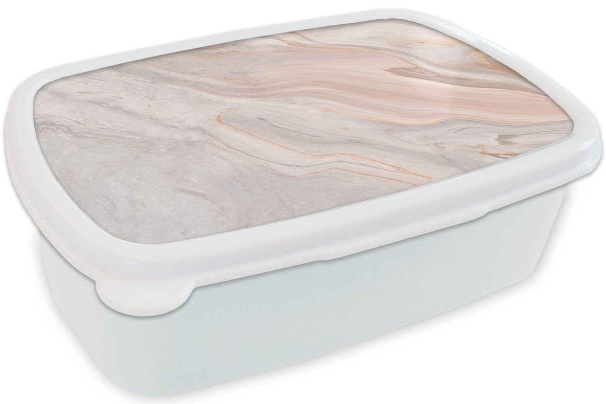 Pastell für - Muster Brotbox weiß Abstrakt - Luxe, und Marmor Lunchbox Brotdose, Kinder MuchoWow - Kunststoff, und Mädchen Marmoroptik - für Jungs Erwachsene, - (2-tlg),