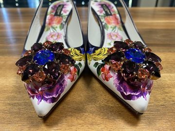 DOLCE & GABBANA DOLCE & GABBANA EMBELLISHED SLINGBACK PUMPS SCHUHE POINT-TOE SANDALEN Pumps