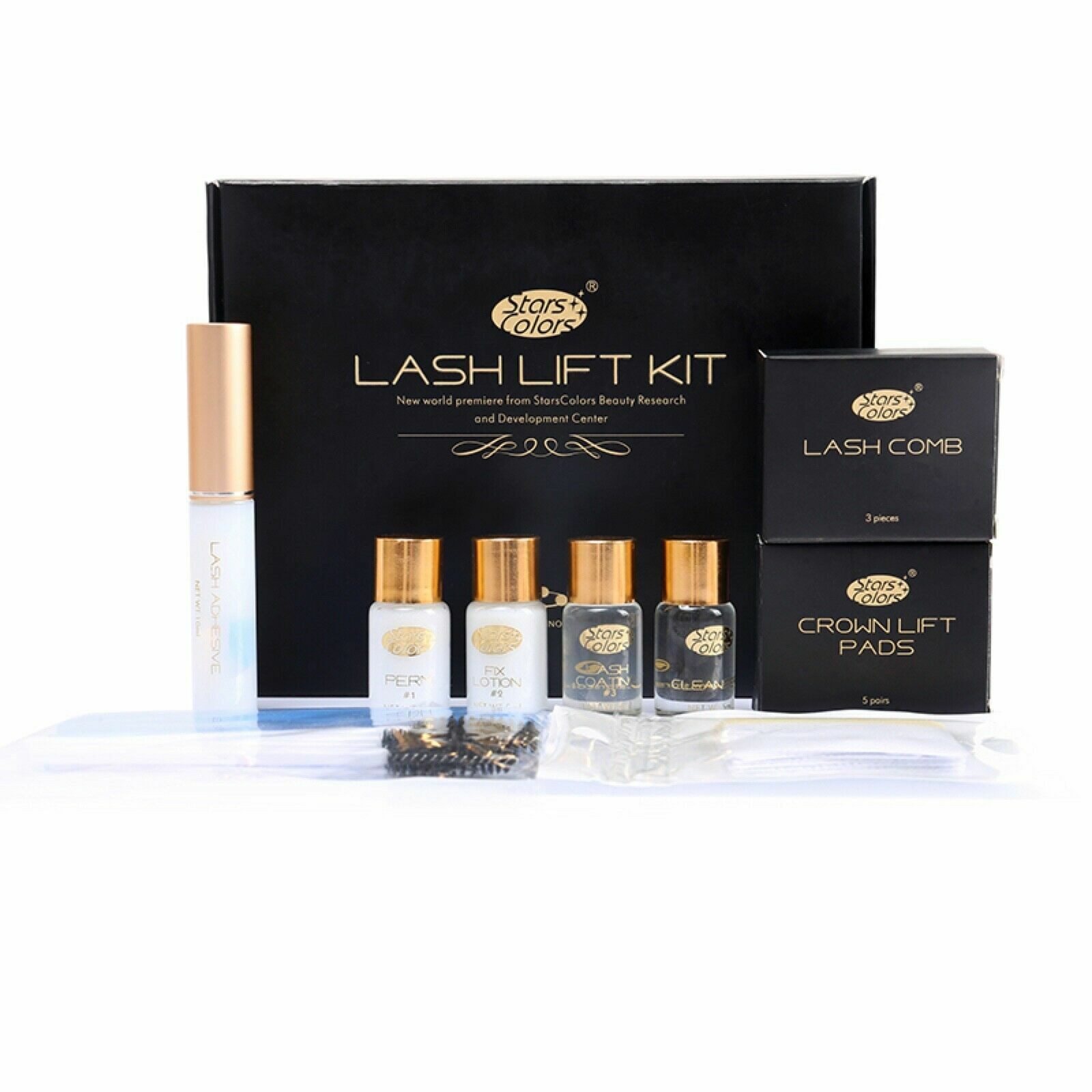 Stars Colors Einzelwimpern Wimpernlifting Set Starter Kit Sonder Edition 10-teilig, 1 tlg., Wimpernlifting