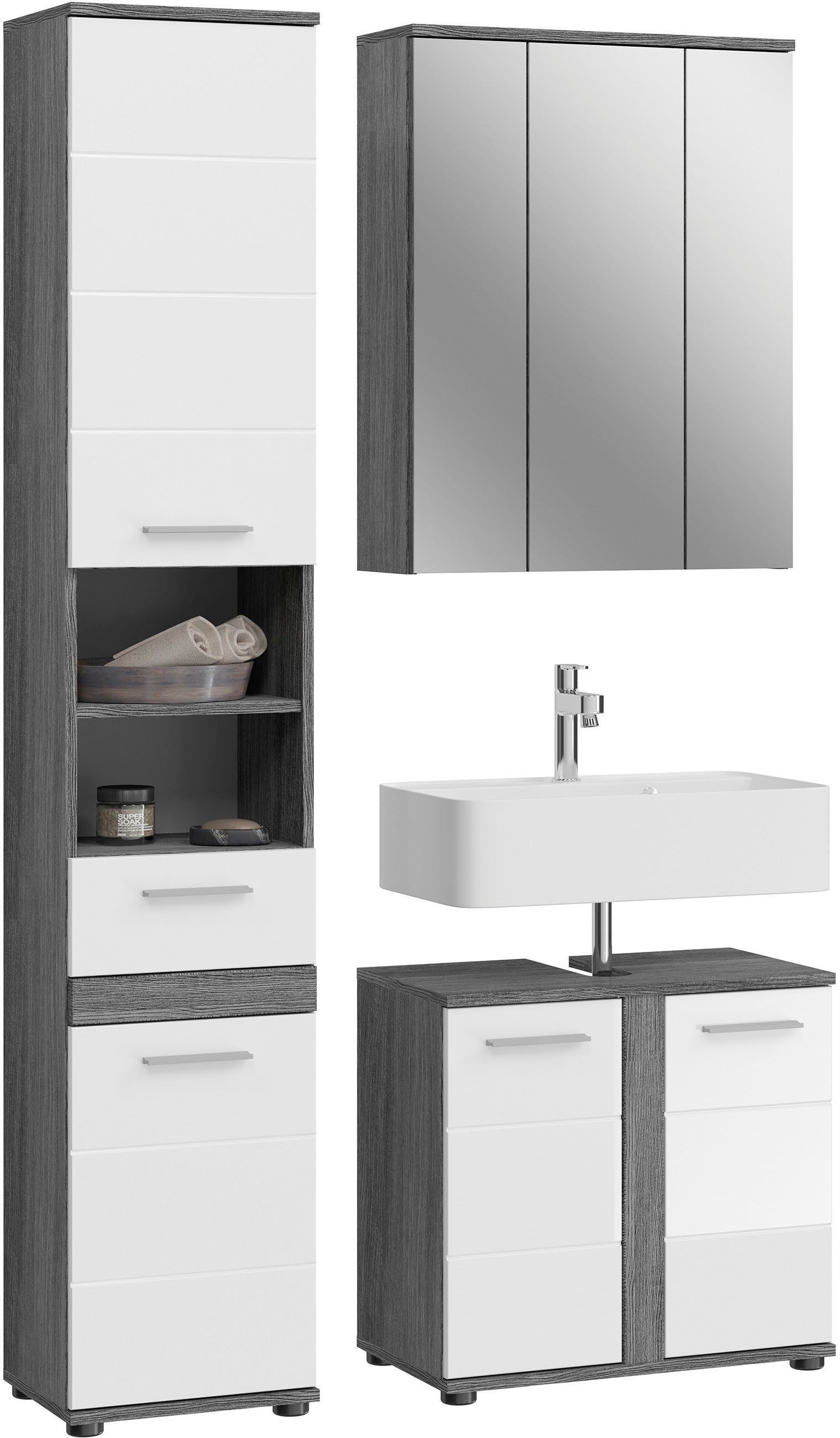 welltime Badmöbel-Set LUCCA, 3 teilig,TOPSELLER!, MDF Hochglanzfront, beste günstig online kaufen