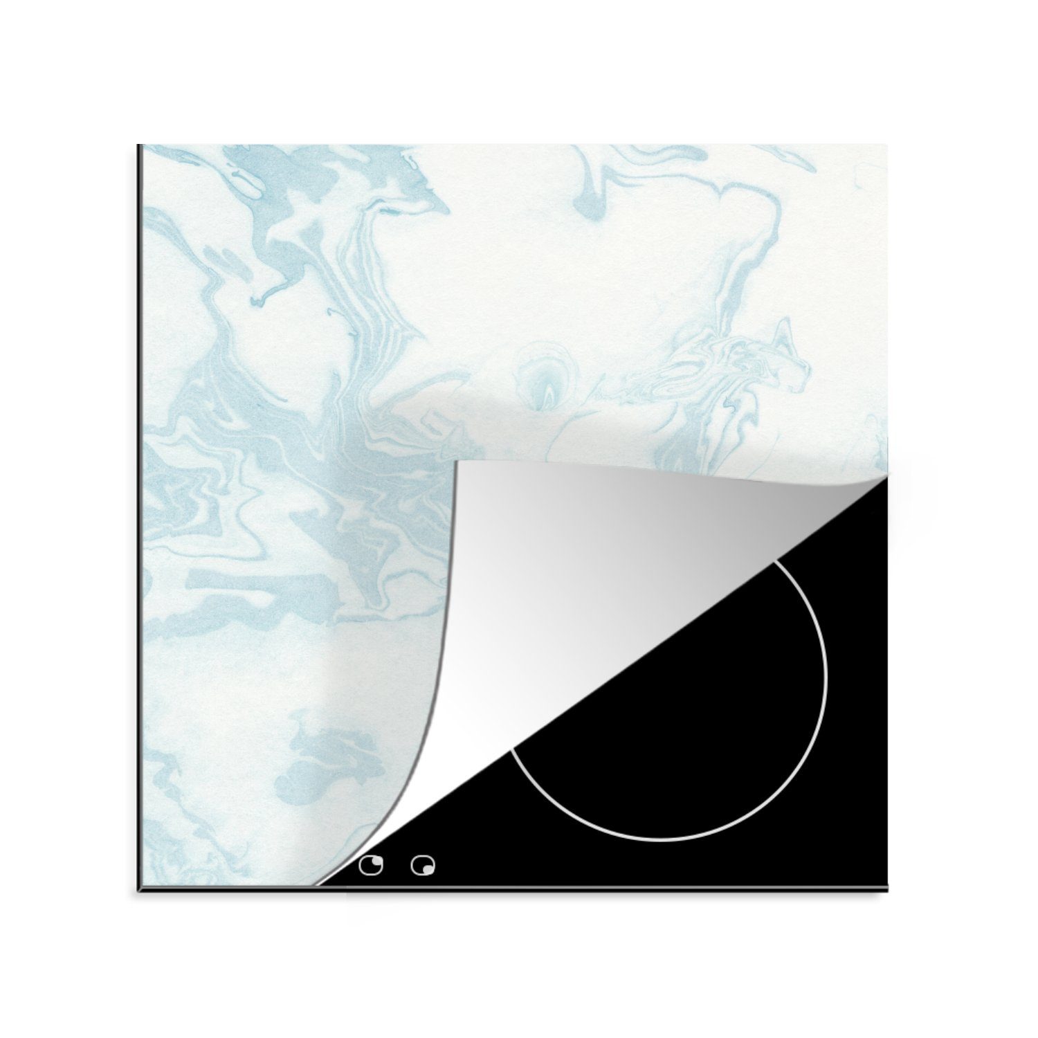 MuchoWow Herdblende-/Abdeckplatte Marmor - Weiß - Muster, Vinyl, (1 tlg), 78x78 cm, Ceranfeldabdeckung, Arbeitsplatte für küche