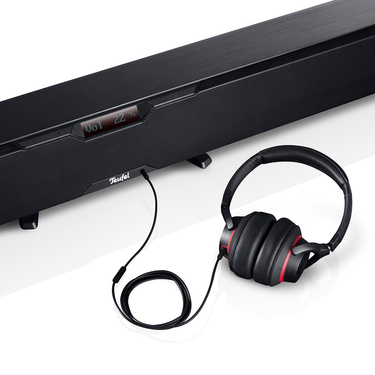 Schwarz PRO Soundbar Surround Chromecast W, "4.1-Set" Teufel 200 & Chromecast, Bluetooth, Multiroom Google CINEBAR WLAN, built-in Google Musik für (WLAN, Streaming) Multiroom,