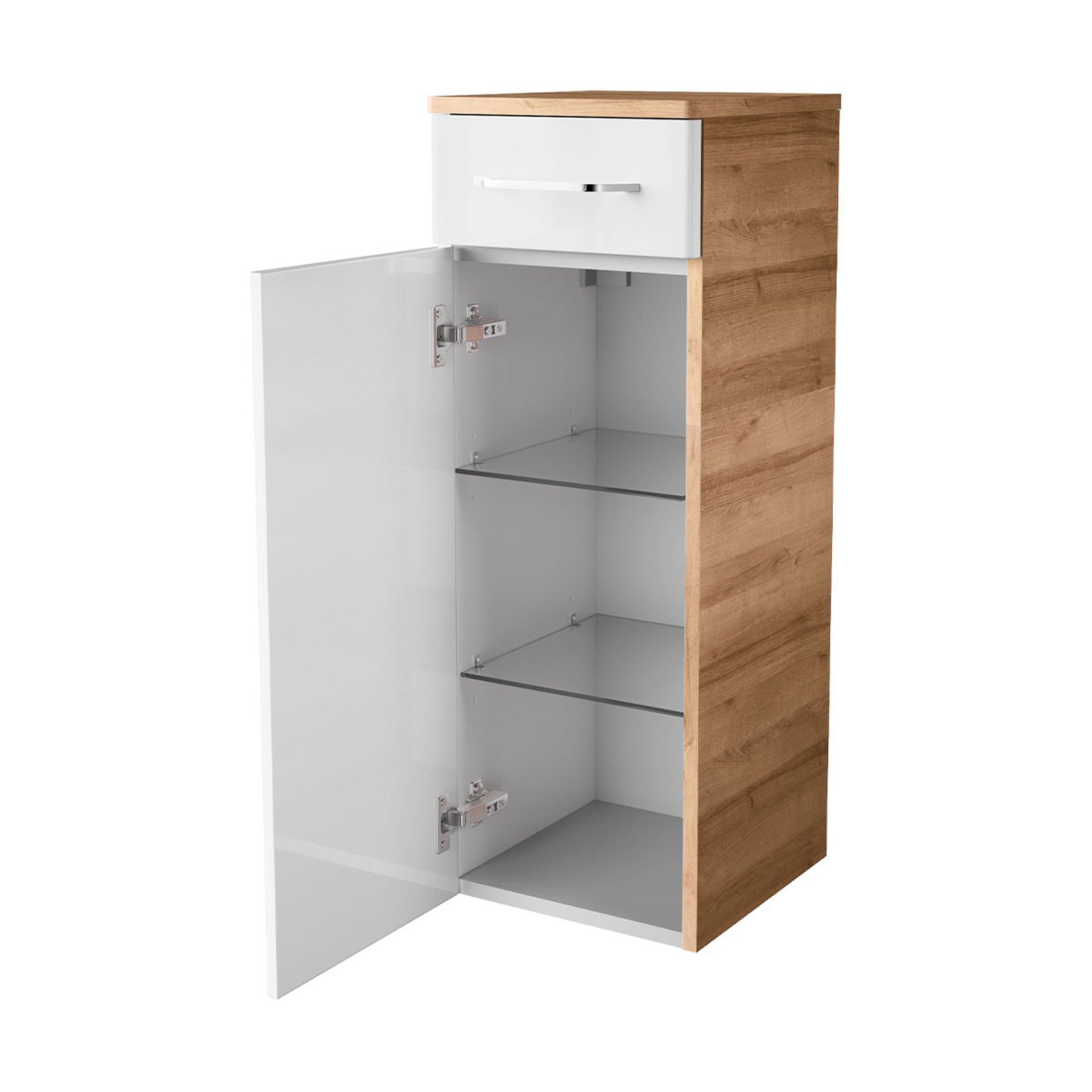 FACKELMANN Badmöbel-Set MILANO 5-teiliges Set, Keramik, Spiegelschrank + Midischränke