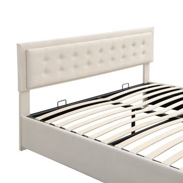 REDOM Polsterbett Doppelbett (Doppelbett, mit 2 Schubladen, Holzlattenunterstützung, 1-tlg., 160 x 200,ohne Matratze), Bett mit Kasten und Schubladen, Samtstoff