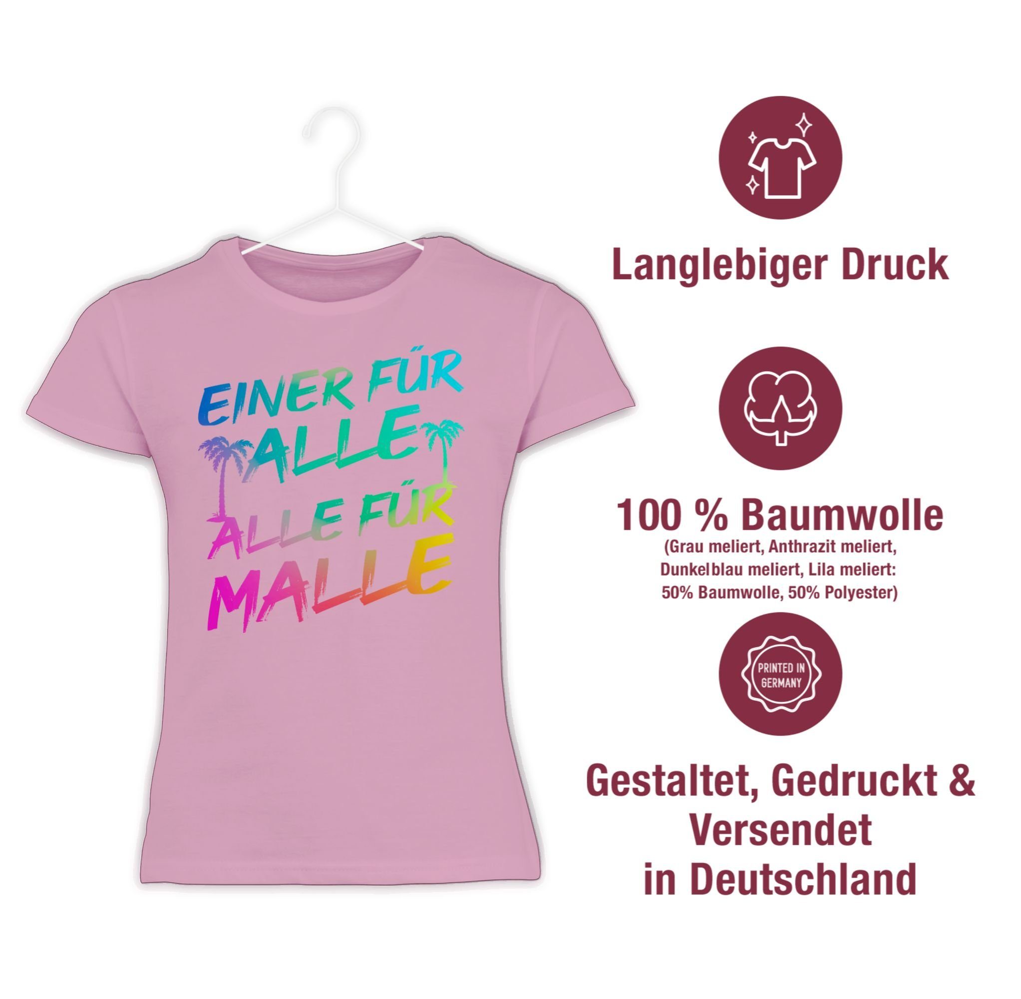 Alle für Einer Sommerurlaub Shirtracer 2 Alle Malle - Rosa für für Mädchen alle Malle T-Shirt