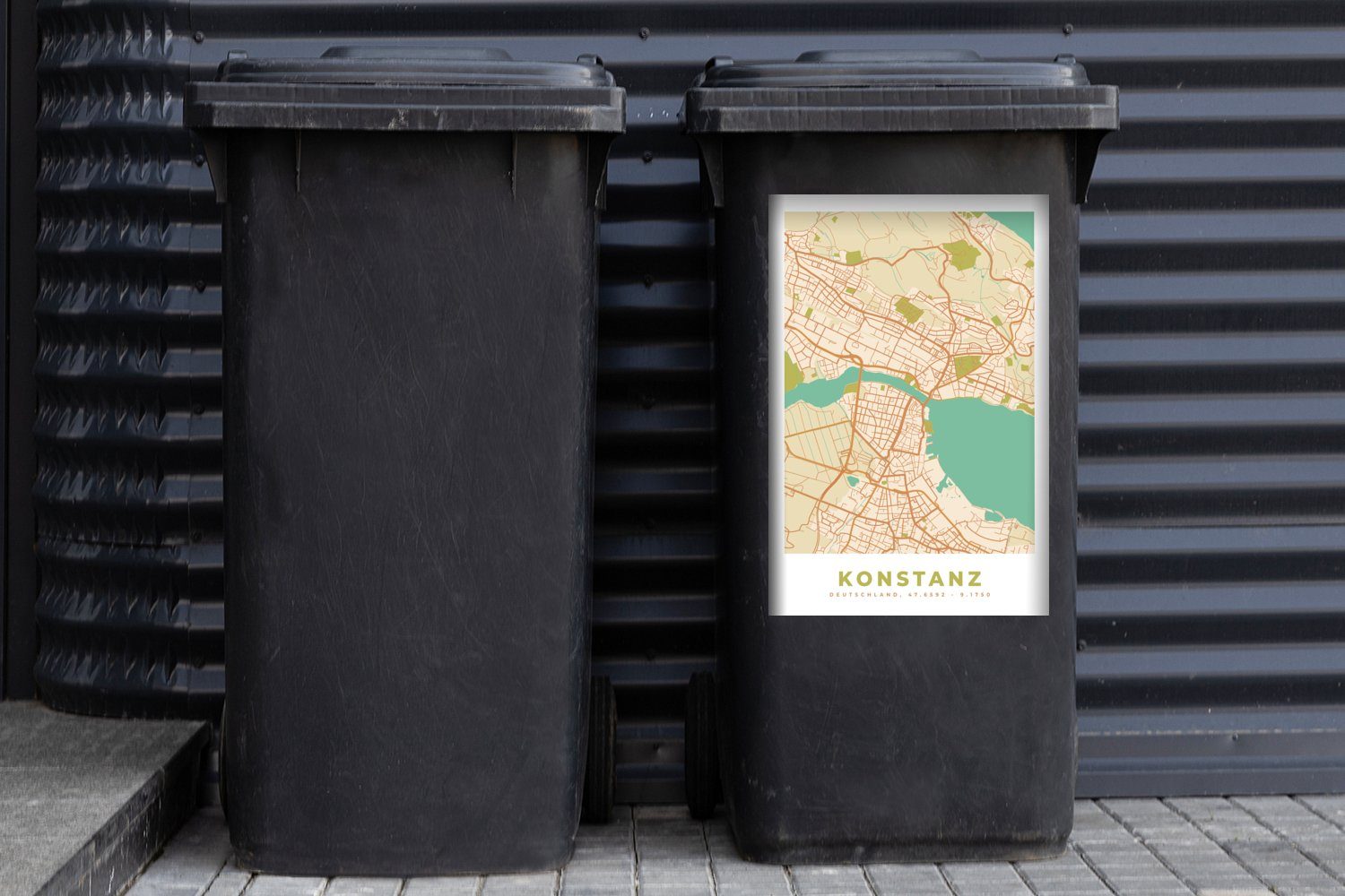 - Konstanz Vintage (1 St), Mülltonne, Mülleimer-aufkleber, - Container, MuchoWow Abfalbehälter Sticker, - Wandsticker Karte Karte