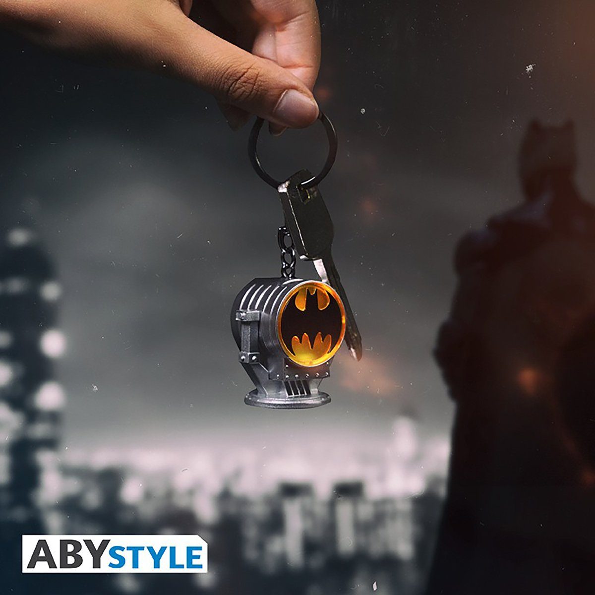 ABYstyle Schlüsselanhänger 3D DC BatSignal mit Batman Comics Schlüsselanhänger Licht