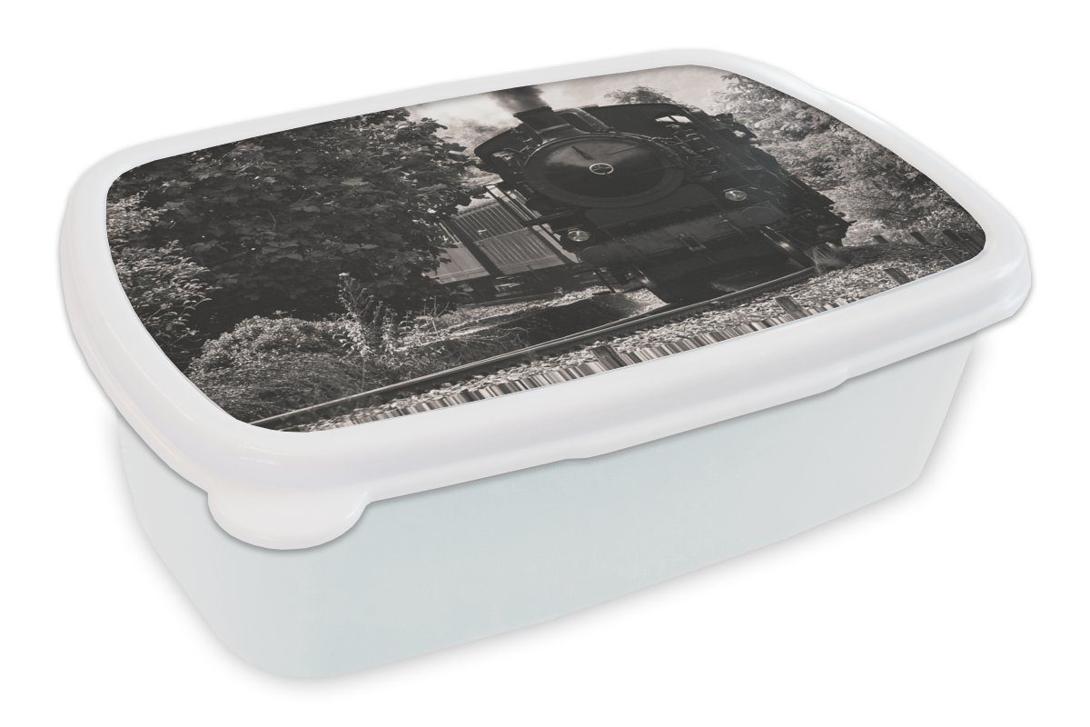 eines in Erwachsene, für und MuchoWow Mädchen (2-tlg), Kinder Dampfzuges Jungs Lunchbox Brotdose, für Schwarz-Weiß-Foto Kunststoff, und Italien, Brotbox