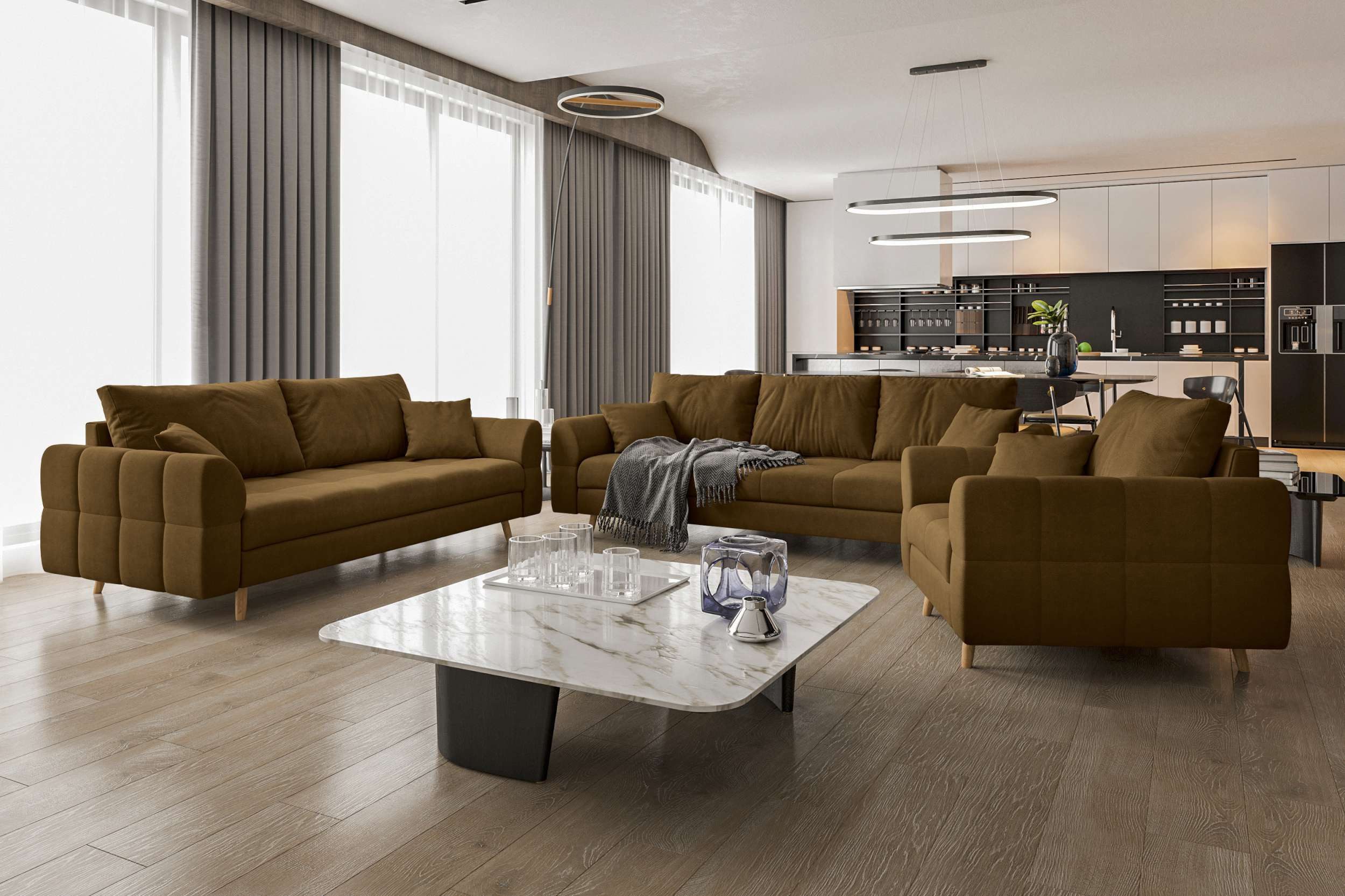 99rooms Polstergarnitur Bello, (Couchgarnitur, Set (3-tlg), günstig online kaufen