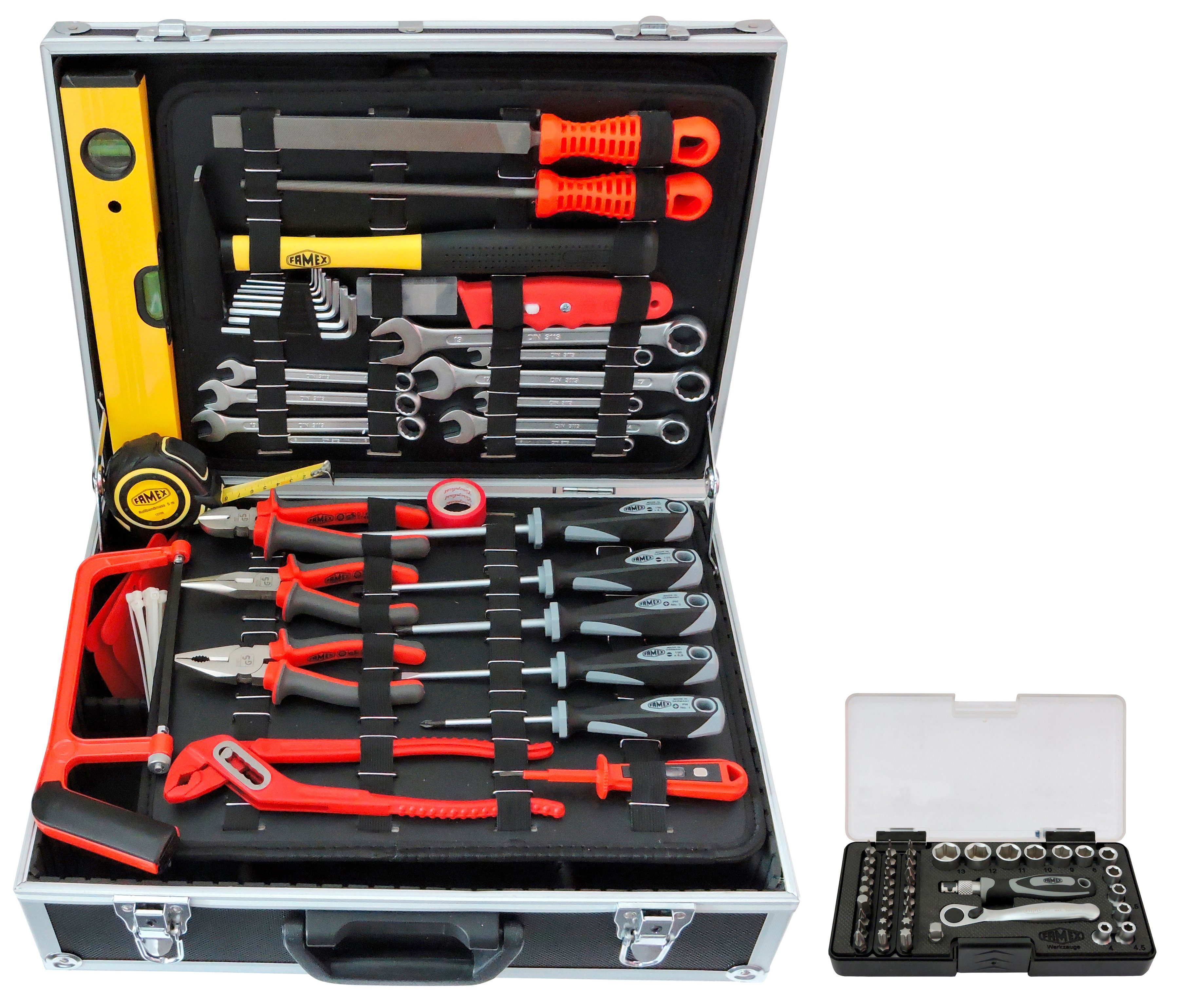 FAMEX Werkzeugset 754-50, 83-tlg., befüllter Werkzeugkoffer | Werkzeug-Sets