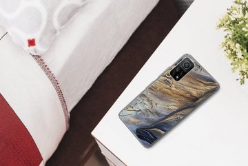 MuchoWow Handyhülle Marmor - Gold - Aquarell - Textur - Marmoroptik, Phone Case, Handyhülle Xiaomi Mi 10T, Silikon, Schutzhülle
