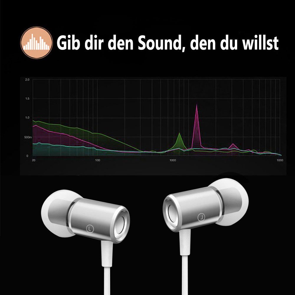 GelldG In Silber Magnetische mit Mikrofon, und Kabel Ear Kopfhörer In-Ear-Kopfhörer