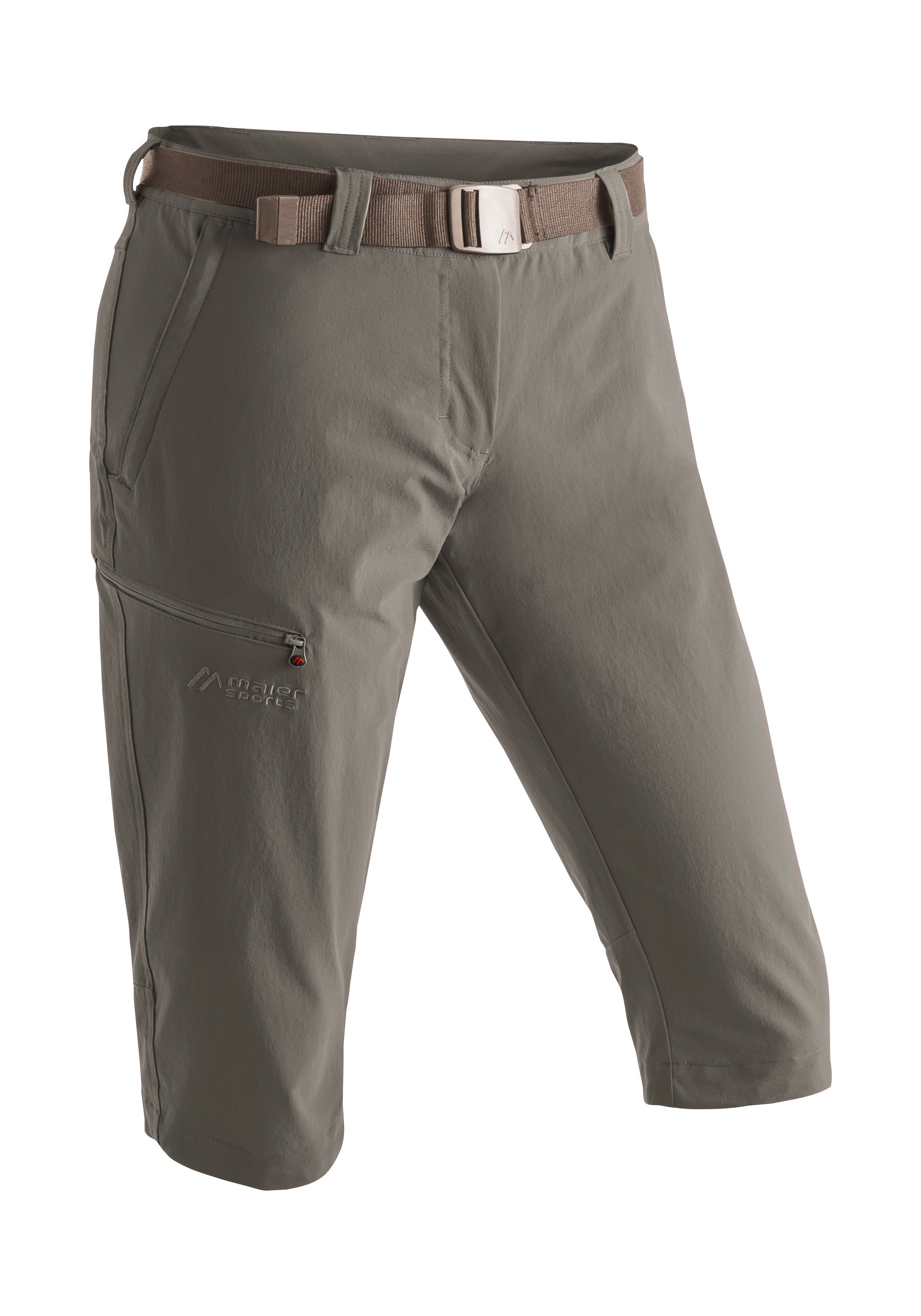 Maier Sports Caprihose Inara atmungsaktive 3/4 Outdoor-Hose Damen schlamm Wanderhose, slim