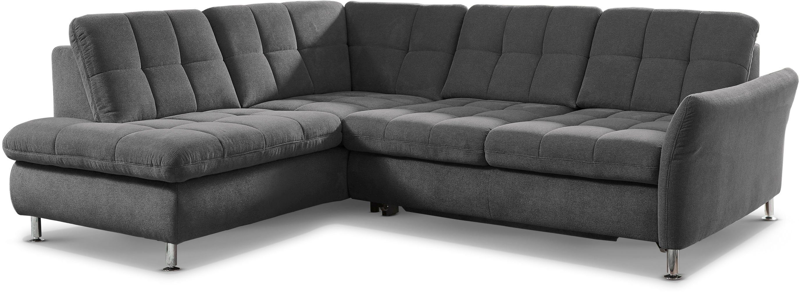 Die PlanBar Ecksofa MP-IN20016 L-Form mit Federkern-Polsterung, wahlweise mit Kopfstützen und Schlaffunktion, mit Federkern-Polsterung