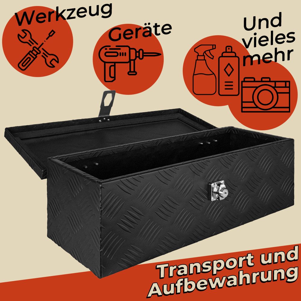 Trucky Anhänger-Deichselbox Deichselbox Werkzeugkasten Truckbox Alu Box Transportbox D025 Schwarz