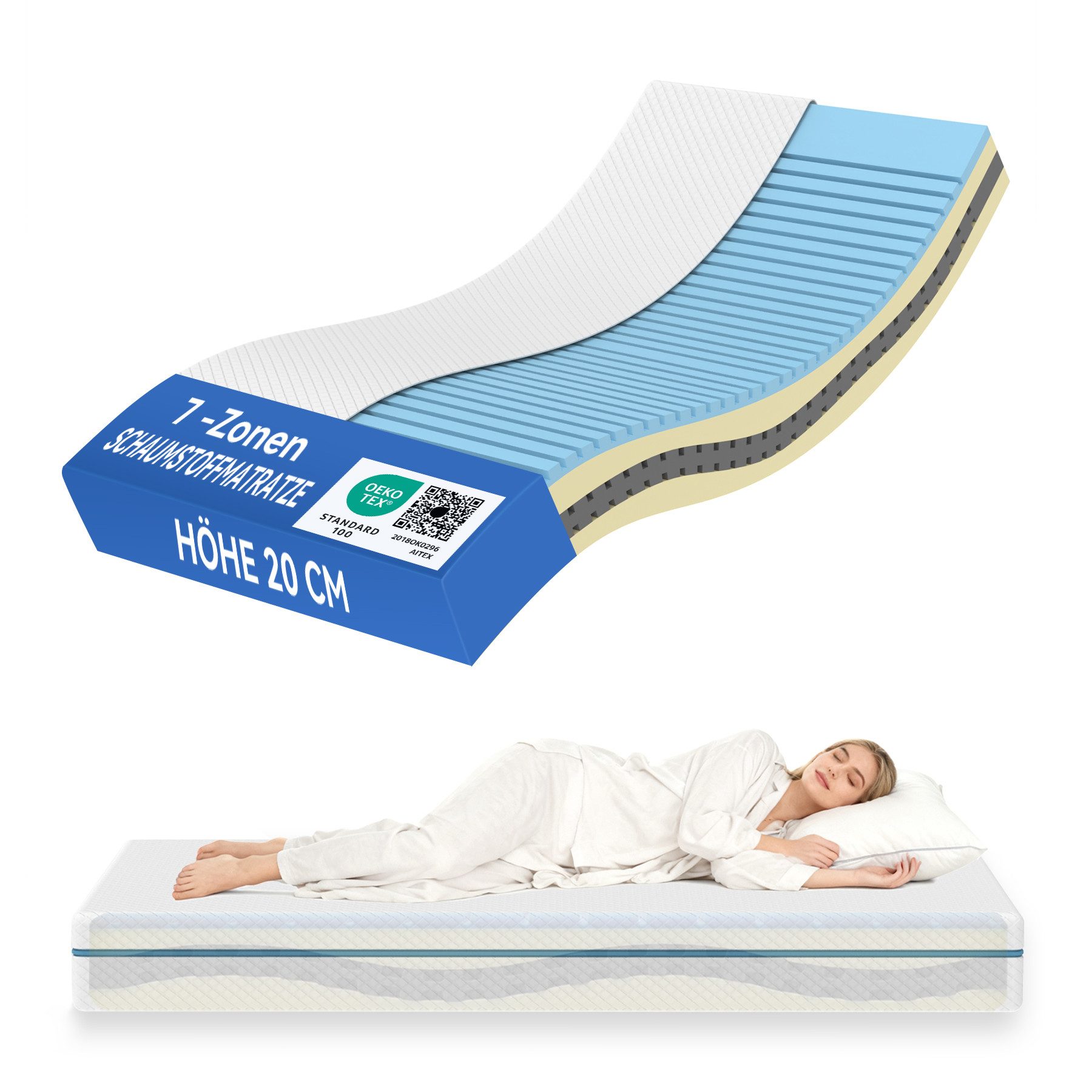 Komfortschaummatratze 7 Zonen Matratze 90x200 cm, 140x200 cm & weitere Größ günstig online kaufen
