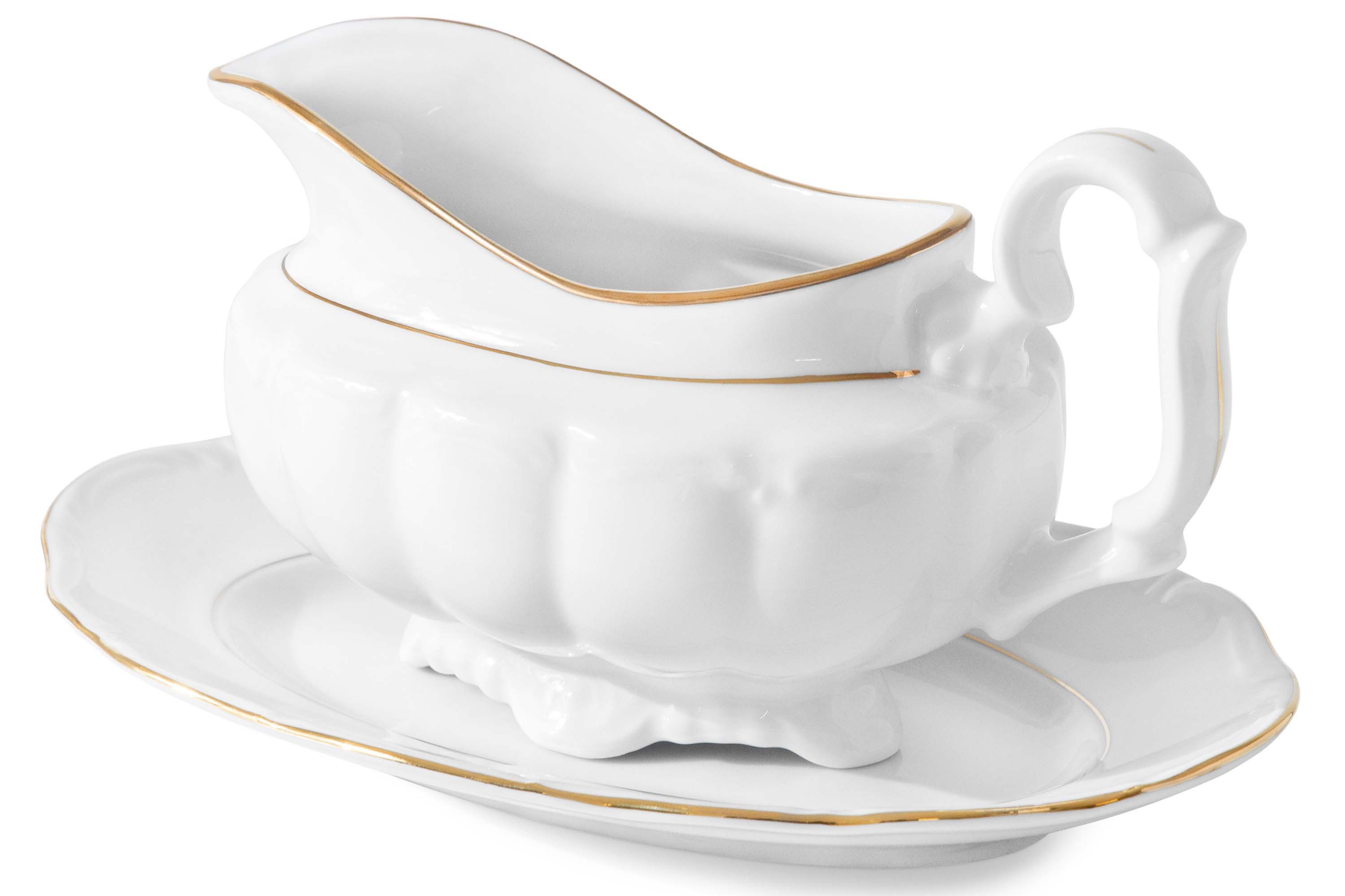 KONSIMO® Schüssel CHODZIEZ MARIA TERESA Sauciere mit Untertasse, Porzellan, Hochwertiges Premium-Porzellan, Handdekoration in echtem Gold