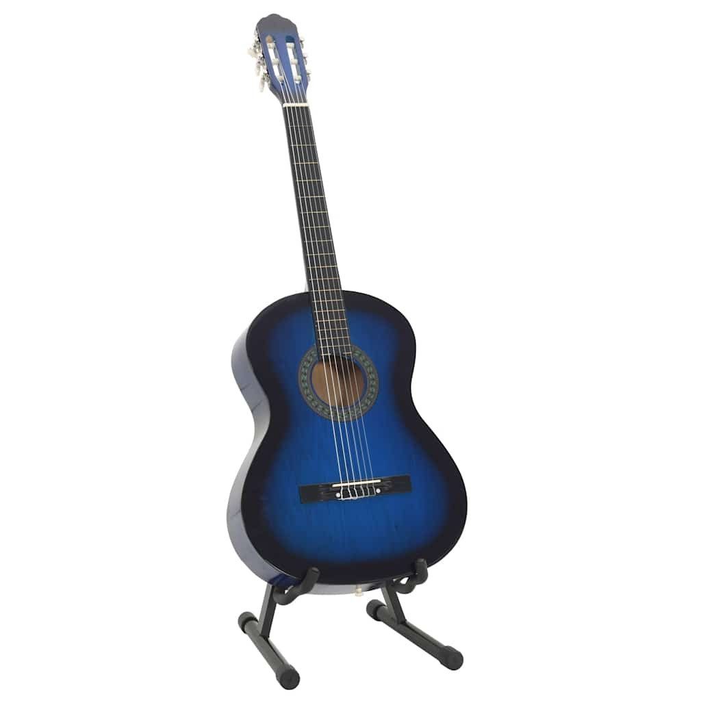vidaXL Westerngitarre 12-tlg. Klassikgitarren-Set für Anfänger Blau 4/4 39"