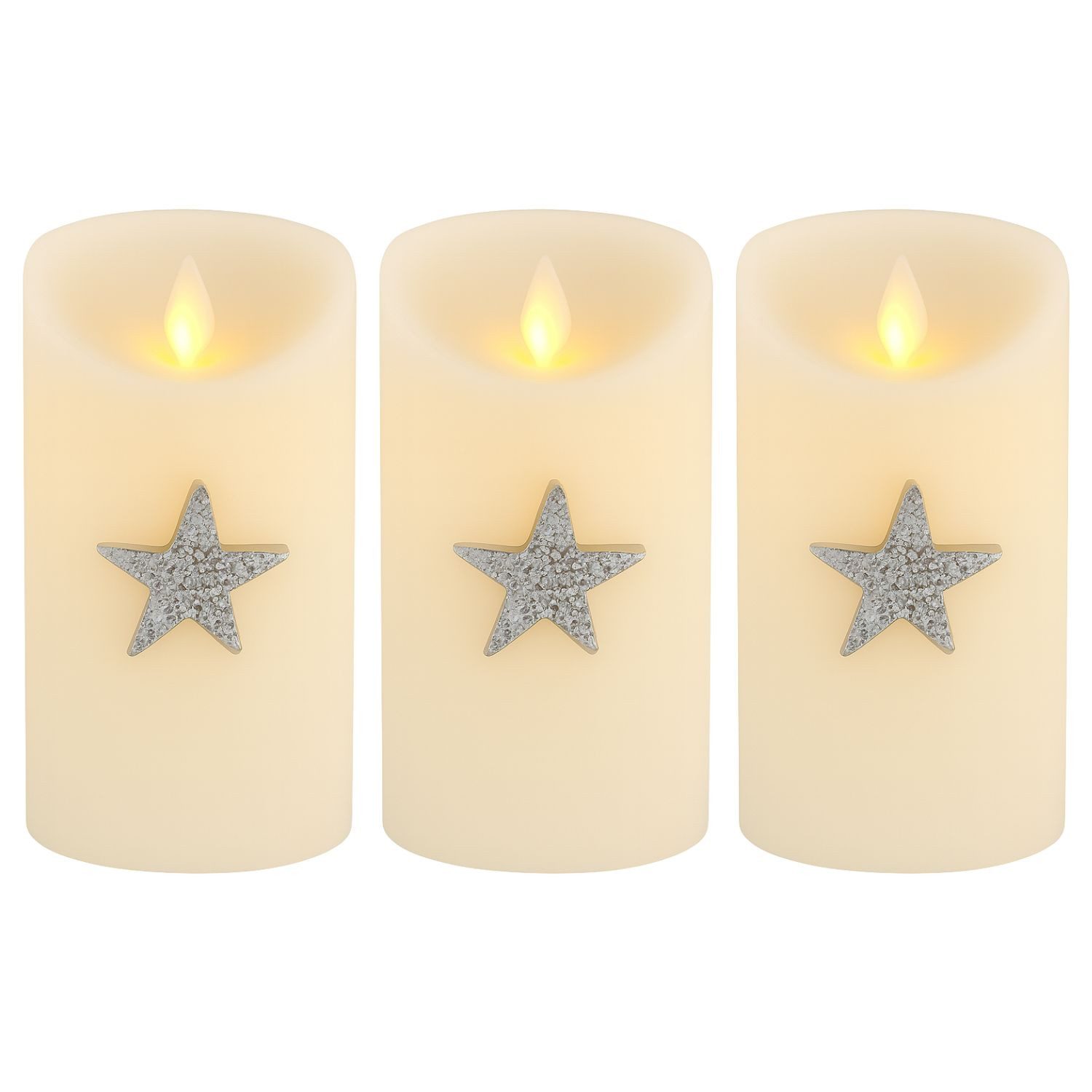 Marrakesch Orient & Mediterran Interior LED-Kerze 3er Set Kerzenpin Caloge J 6cm Silber, Boho Kerzenstecker Advent Deko (3-tlg), Handarbeit