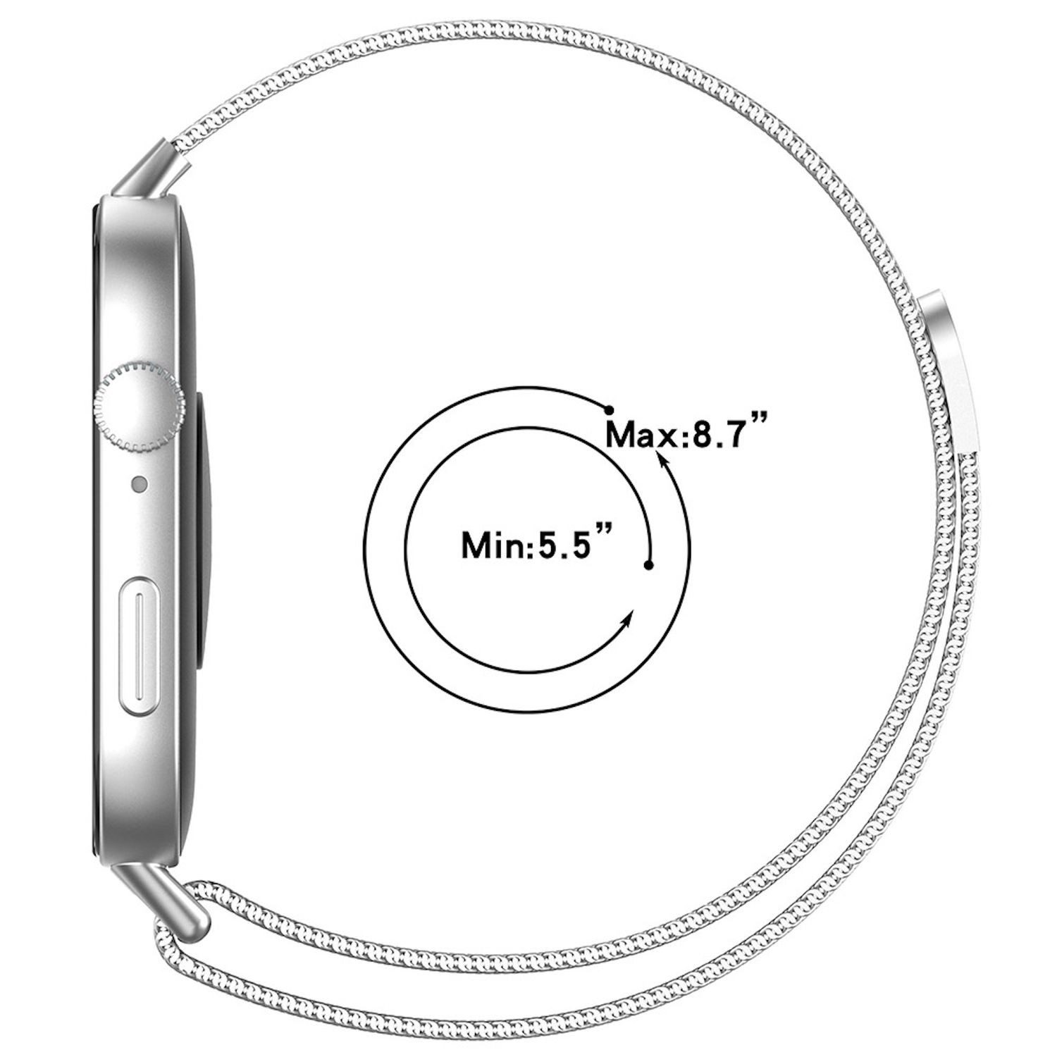 Wigento Smartwatch-Armband Milanese Metall Magnetverschluss Huawei Watch Fit 5 4 / 5 4 Pro / 3, Milanese Edelstahlarmband mit Magnetverschluss – Bild 5 von 5